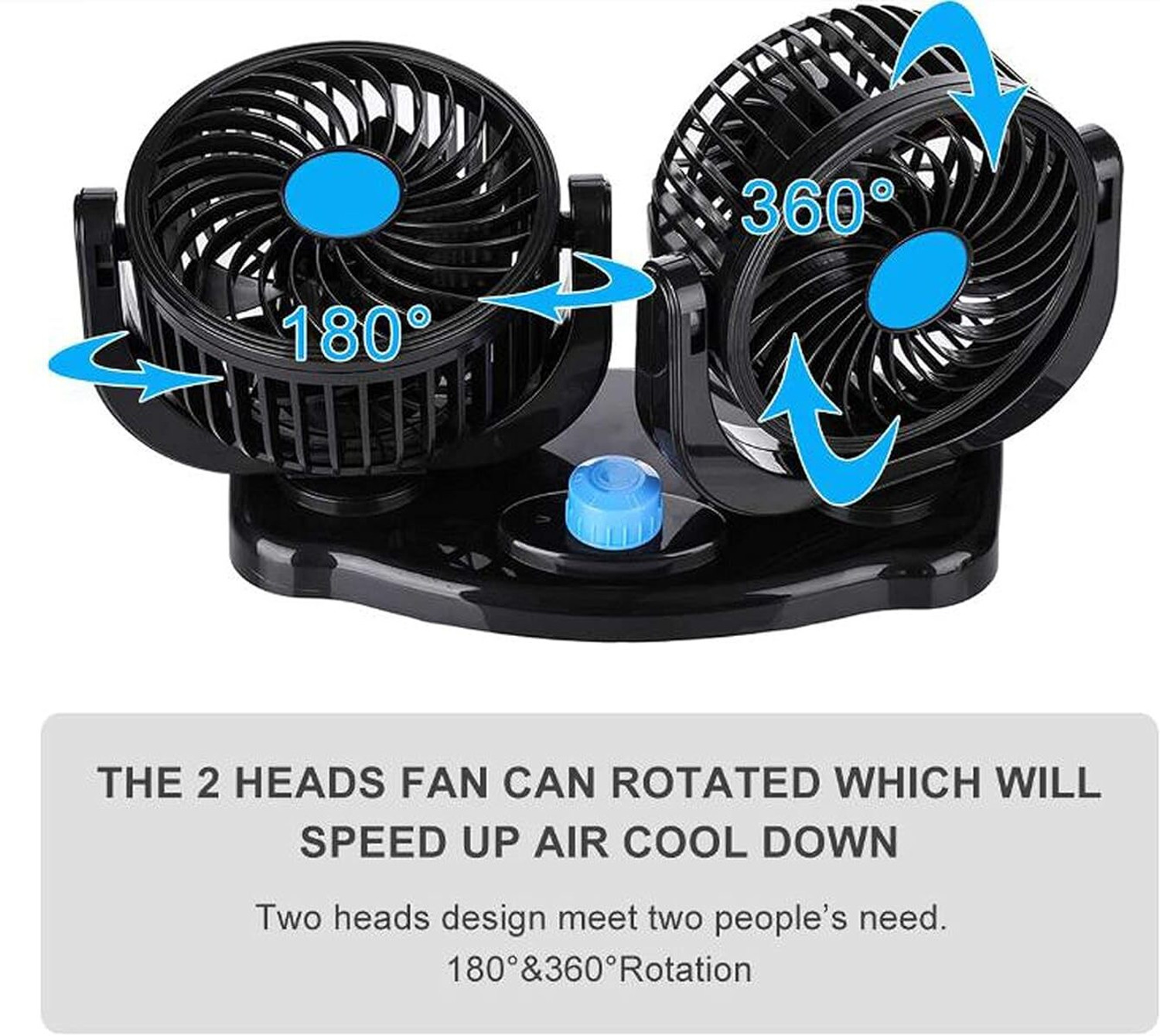 Image of HOME'S DESIRE 12V DC Car Cooling Fan 360 Rotating Dashboard Electric Fan for Vehicles 5 mm Pedestal Fan