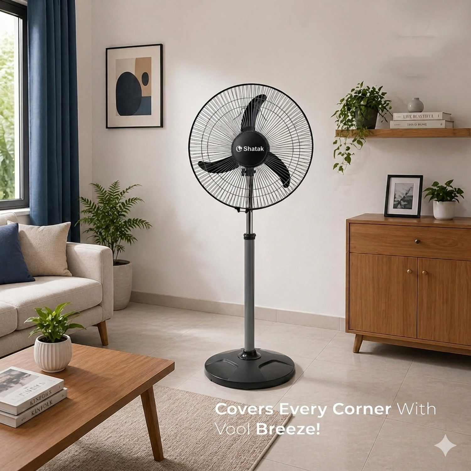 Image of SHATAK Bullet ISI Marked Stand Fan with Tilt Mechanism, Aesthetic Design with 2 Year Warranty High Air Delivery 400 mm Pedestal Fan