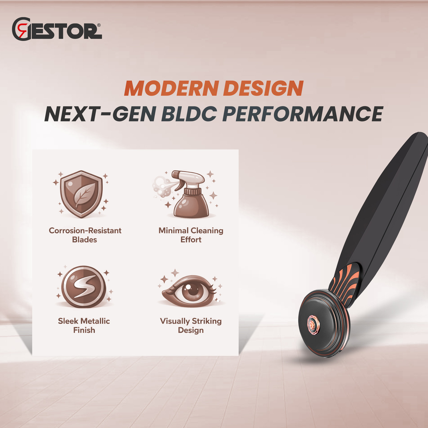 Image of GESTOR Avenzo | BLDC | Super Speed 48 inch Decorative with Wireless | Remote Control with 5 Year Warranty Anti Dust, BLDC Motor with Remote, Energy Saving, Silent Operation 1200 mm Ceiling Fan