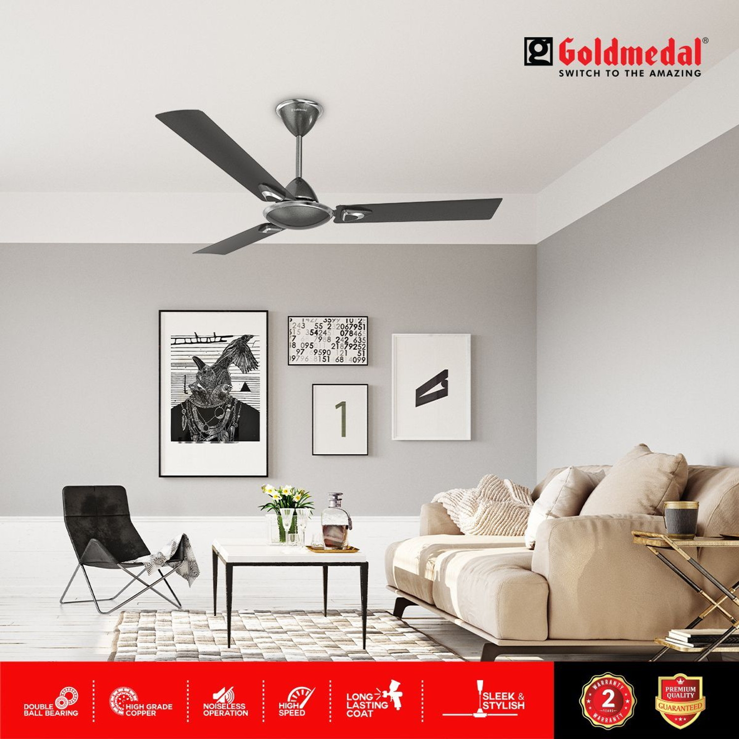 Image of Goldmedal Eva Prime with 2 Year Warranty Anti Dust 1200 mm Ceiling Fan