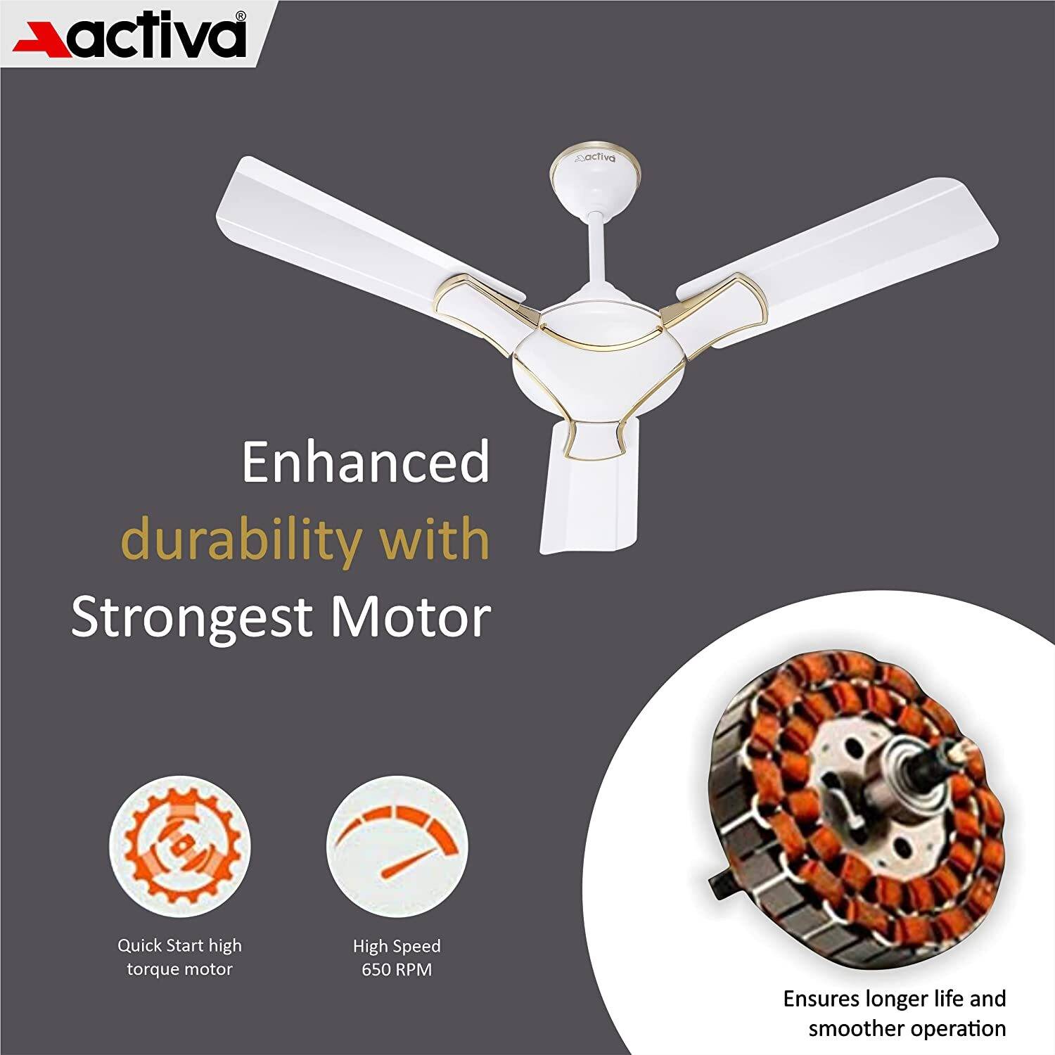 ACTIVA Corolla 36 Inch Pearl Ivory Ceiling Fan - Image 3