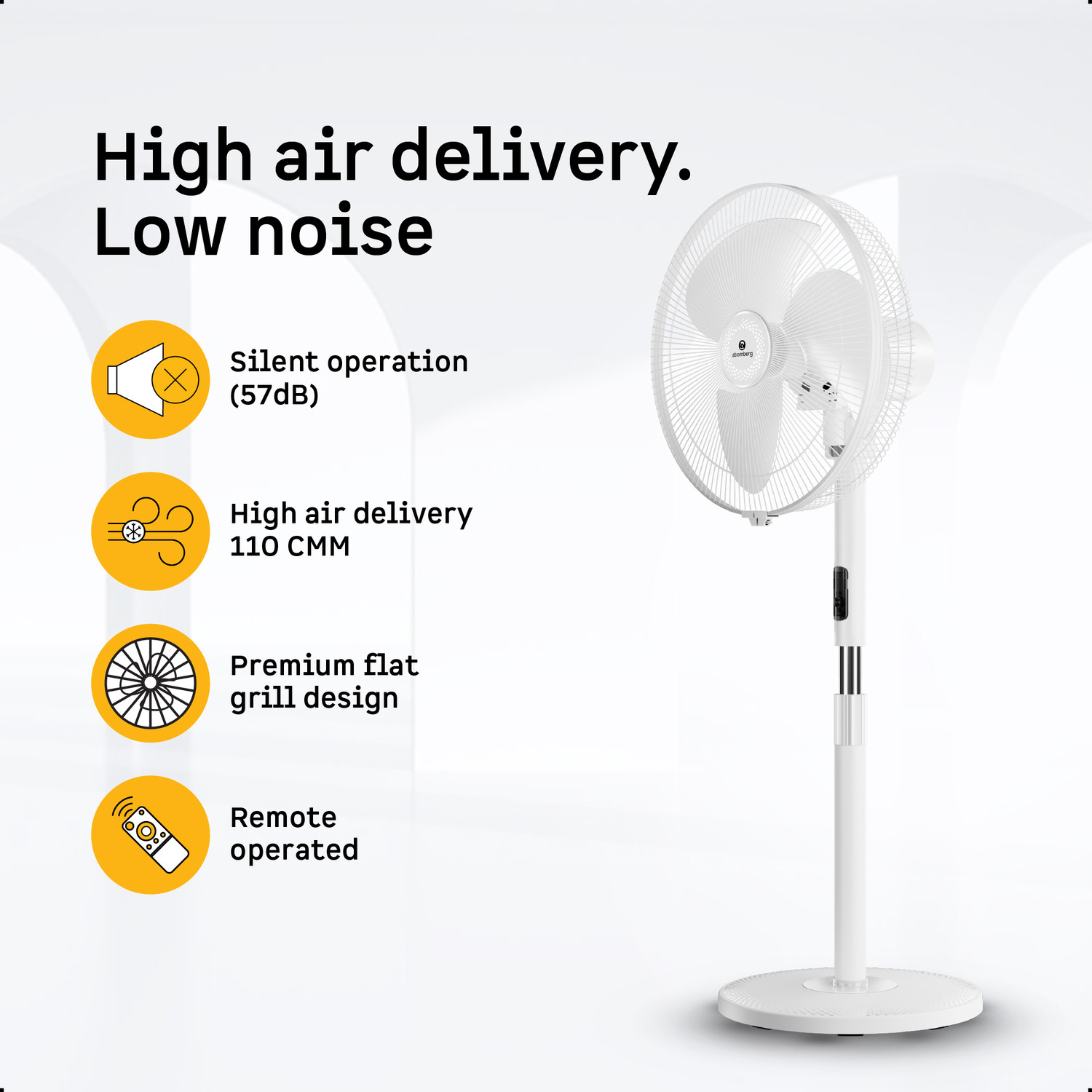 Image of Atomberg SilenceAire Hi-Speed6 SpeedSilent Pedestal FanHome&OfficeHeight Adjustable with 2 Year Warranty Silent Operation 400 mm Pedestal Fan