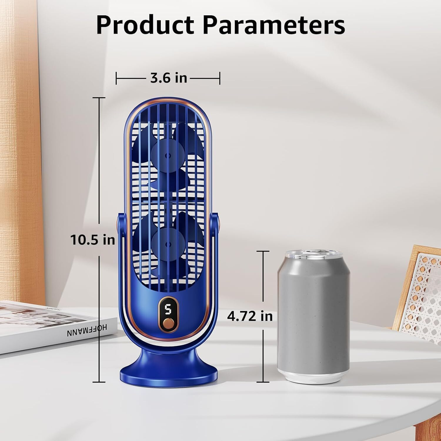 Image of Woomzy Table Fan Rechargeable Table Fan with LED Light High Speed Fan for Home Ultra High Speed 1400 mm Table Fan