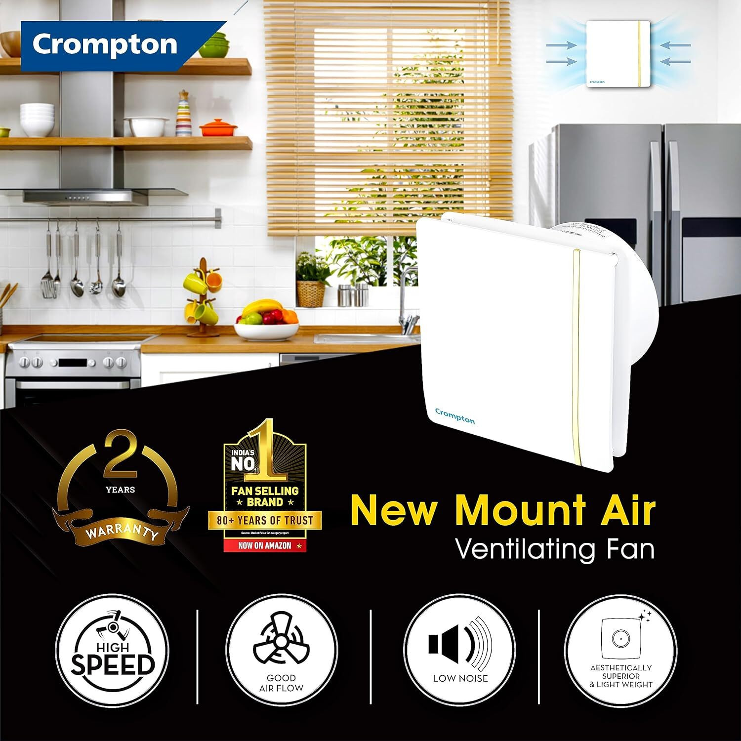 Image of Crompton Artemis ES Bianco with 24 Months Warranty Silent Operation 150 mm Exhaust Fan