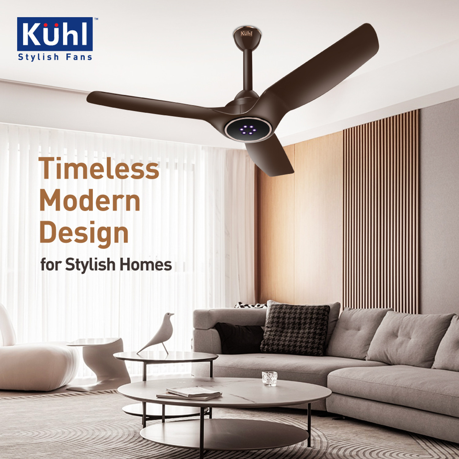 Image of KUHL Meridian M3 Power Saving BLDC Ceiling Fan|Air Flow|LED Indicators & Reverse Mode BLDC Motor with Remote 1200 mm Ceiling Fan