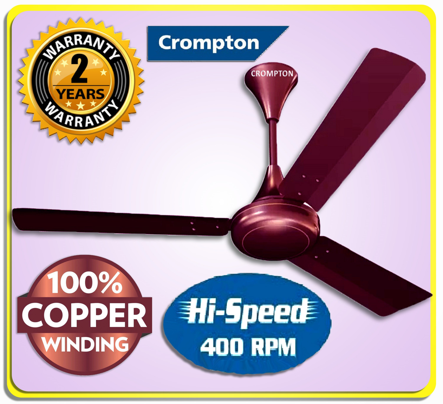 Image of Crompton SUREBREEZE 400 RPM HS Plus Super HIGH SPEED 100% COPPER MOTOR LONGER LIFE73 with 24 Months Warranty Energy Saving 1200 mm Ceiling Fan