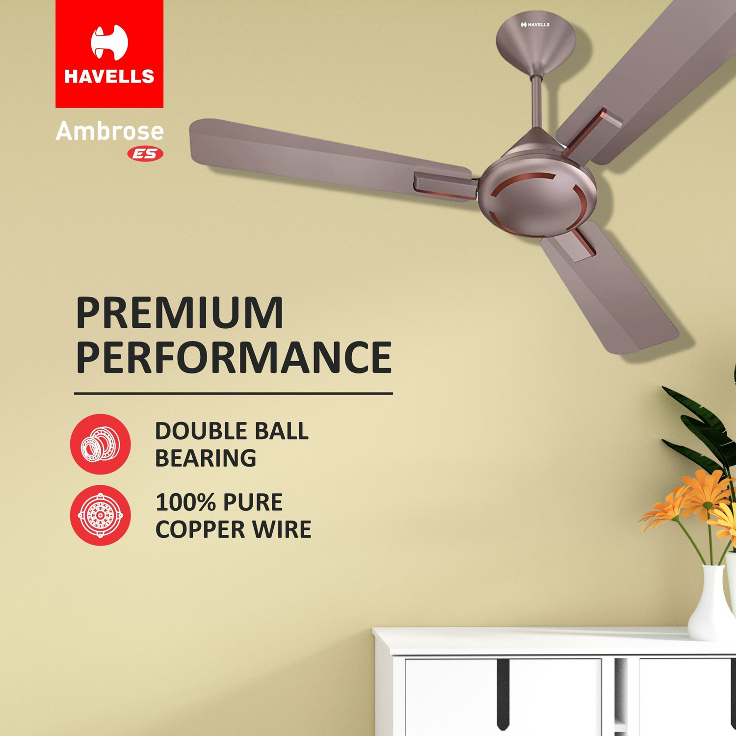 Image of HAVELLS AMBROSE HS with 2 Year Warranty Energy Saving 1200 mm Ceiling Fan