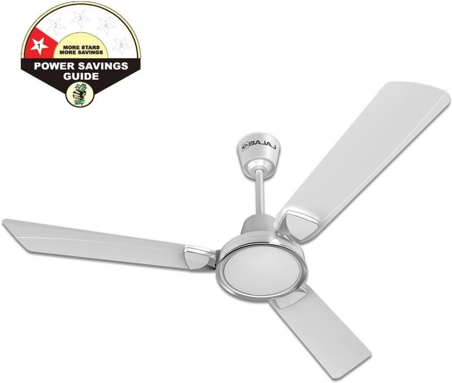 Image of BAJAJ Crescent 12S1 1200mm SparWht&Chrome CF (1 Star) with 3 Year Warranty Ultra High Speed 1200 mm Ceiling Fan