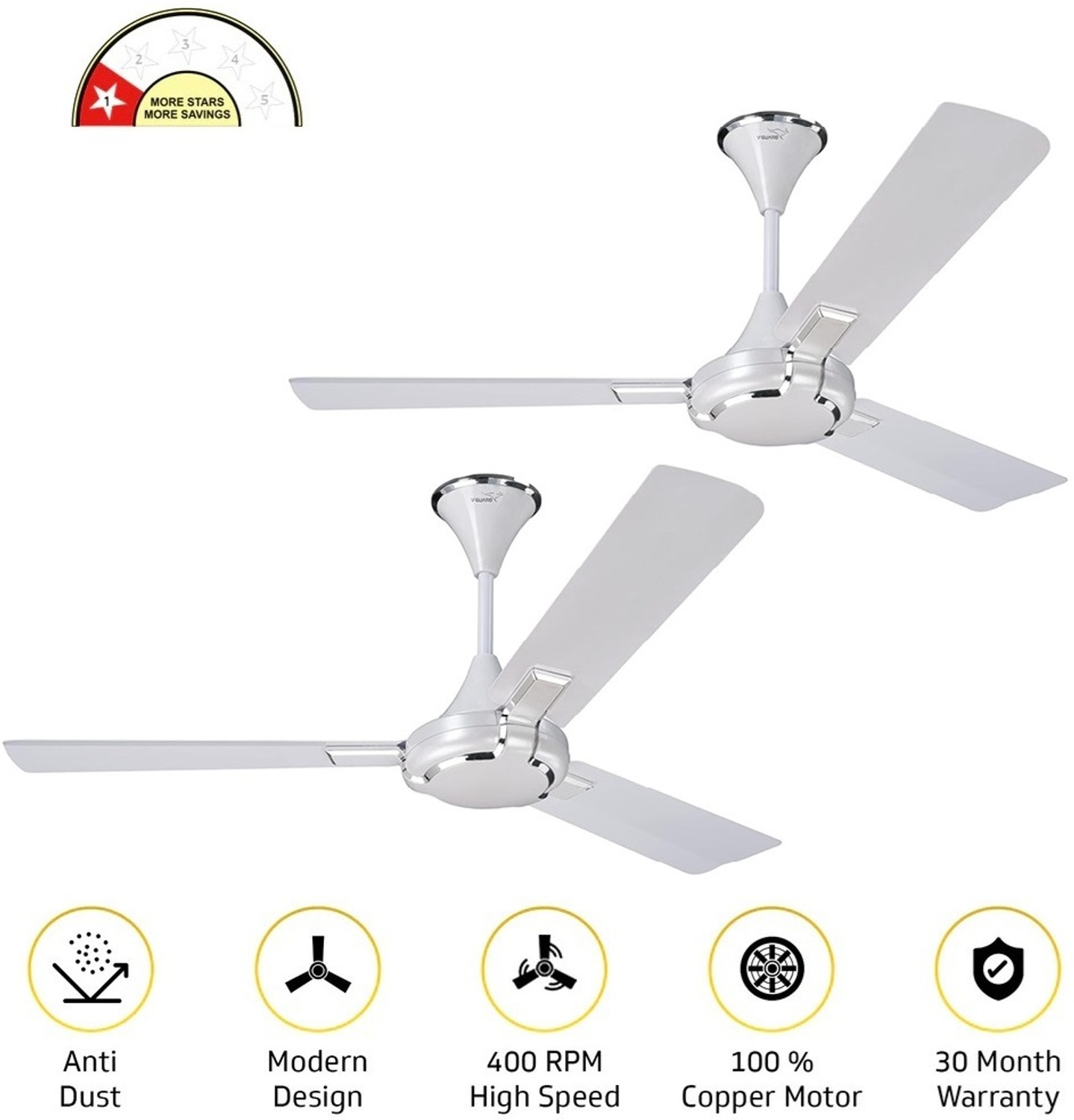 Image of V-Guard GLADO PRIME VX with 36 Months Warranty Ultra High Speed 1200 mm Ceiling Fan
