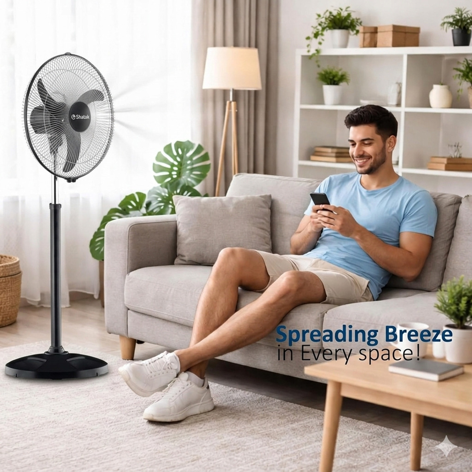 Image of SHATAK Bullet ISI Marked Stand Fan with Tilt Mechanism, Aesthetic Design with 2 Year Warranty High Air Delivery 400 mm Pedestal Fan