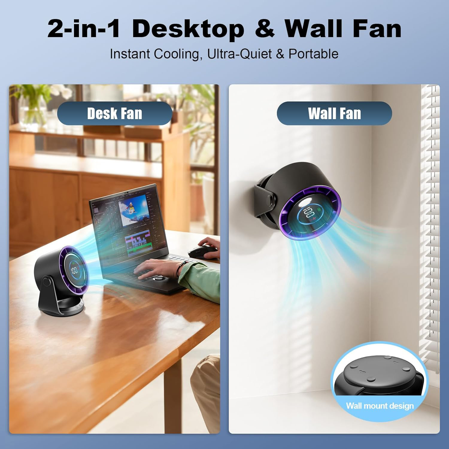 Image of DOCOSS CF3 Rechargeable Fan with 6 Months Warranty BLDC Motor Table Fan