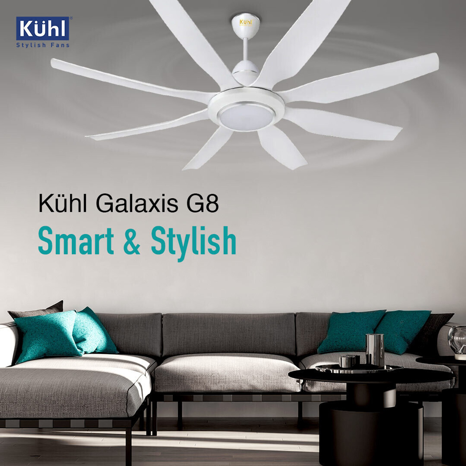 Image of KUHL Galaxis G8 Stylish Power Saving | Down Light|IoT - Operate via Mobile & Alexa with 1 Year Warranty BLDC Motor with Remote 1740 mm Ceiling Fan