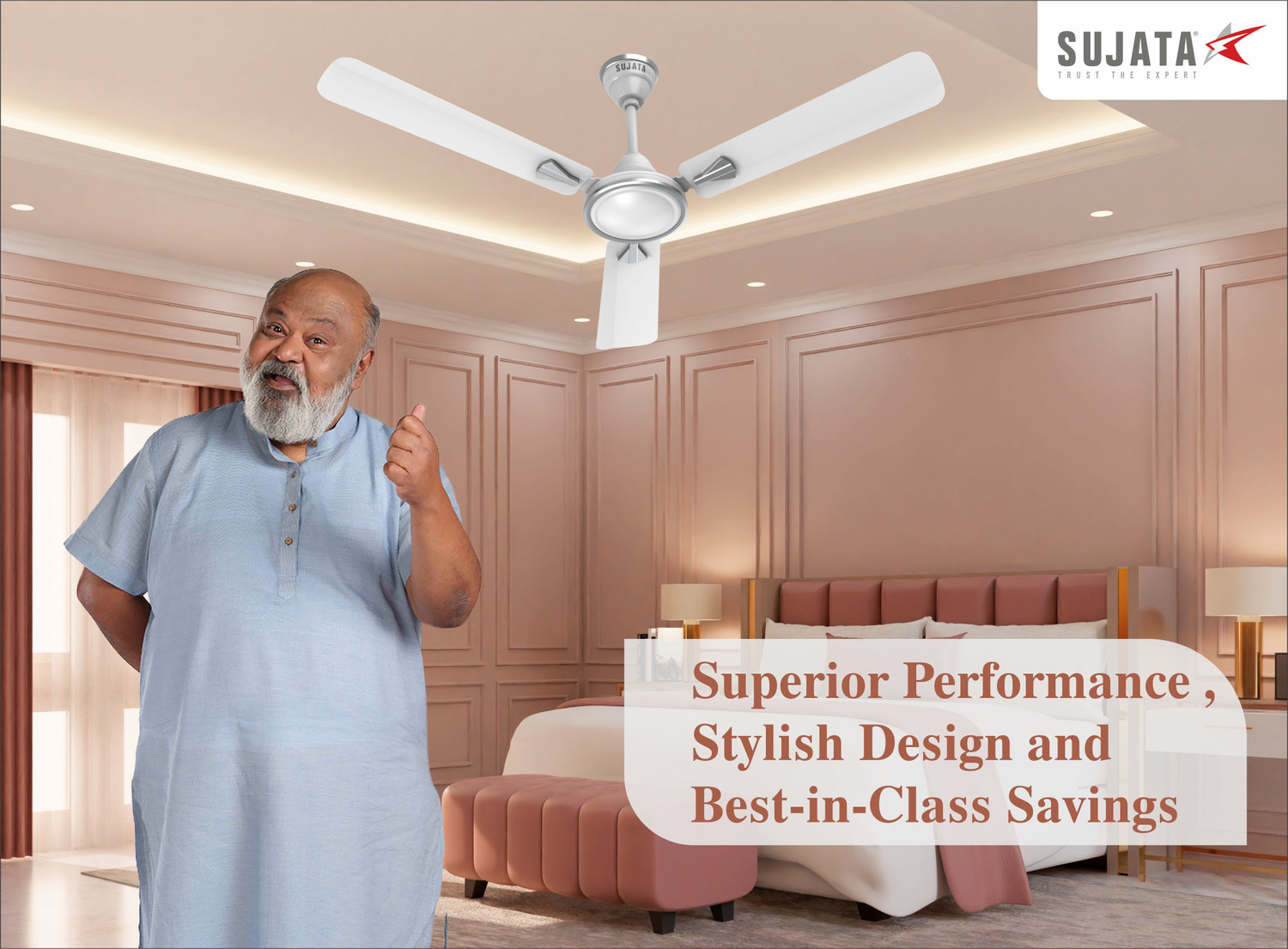 Image of SUJATA Ceiling Fan 1200mm | 100% Copper Winding | BEE Star Rated | Ceiling Fan with 5 Year Warranty High Air Delivery 1200 mm Ceiling Fan