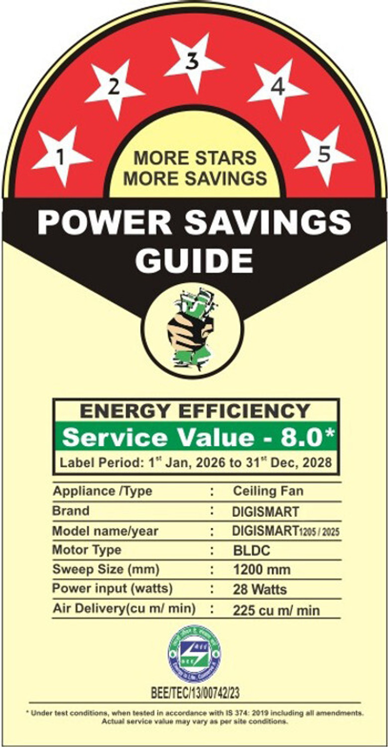 Image of DIGISMART Storm with 5 Year Warranty BLDC Motor with Remote, Energy Saving, Silent Operation, High Air Delivery, Anti Rust 1200 mm Ceiling Fan