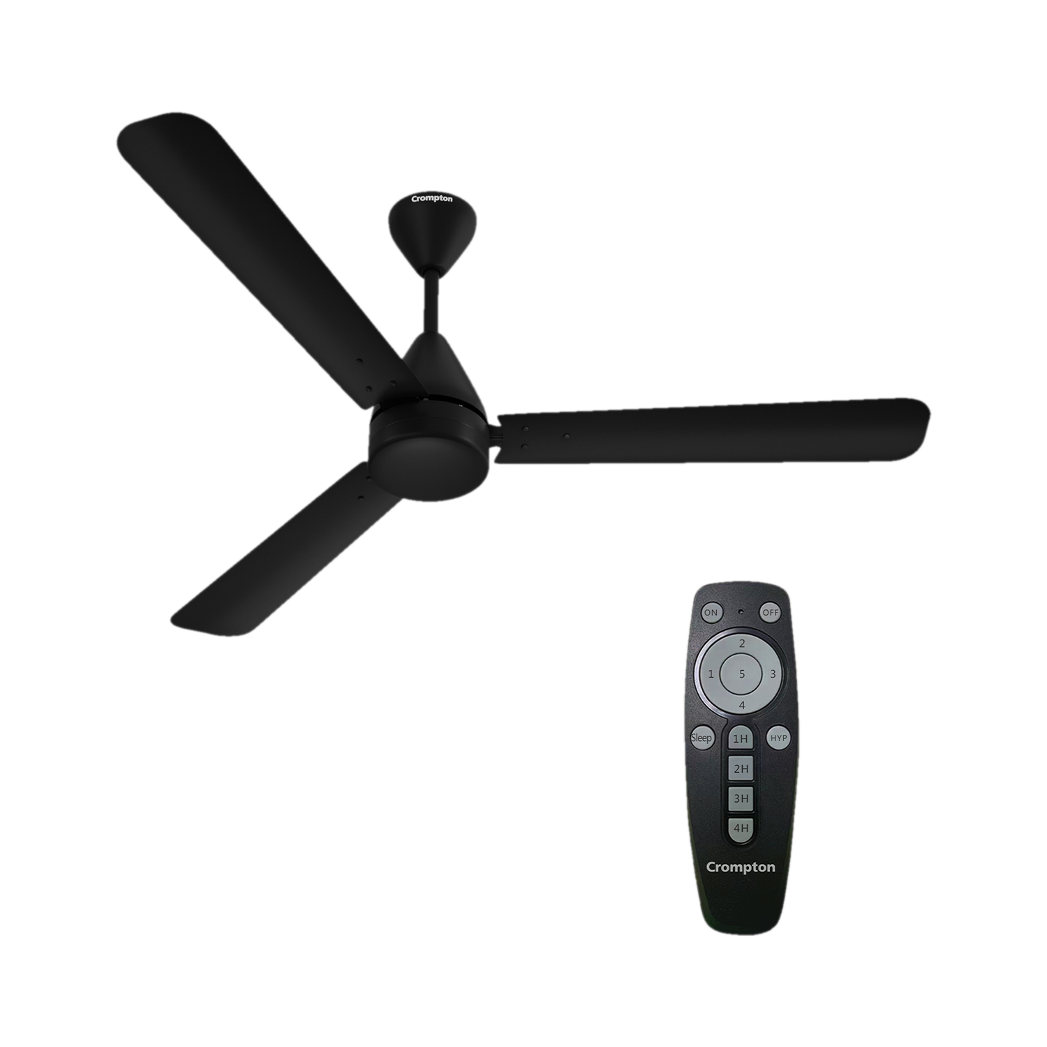 Image of Crompton Energion Hyperjet | BLDC Technology | Remote Control with 3 Year Warranty BLDC Motor with Remote, Energy Saving, High Air Delivery, Remote Controlled 1200 mm Ceiling Fan (5 Star | Matte Black | Pack of 1)