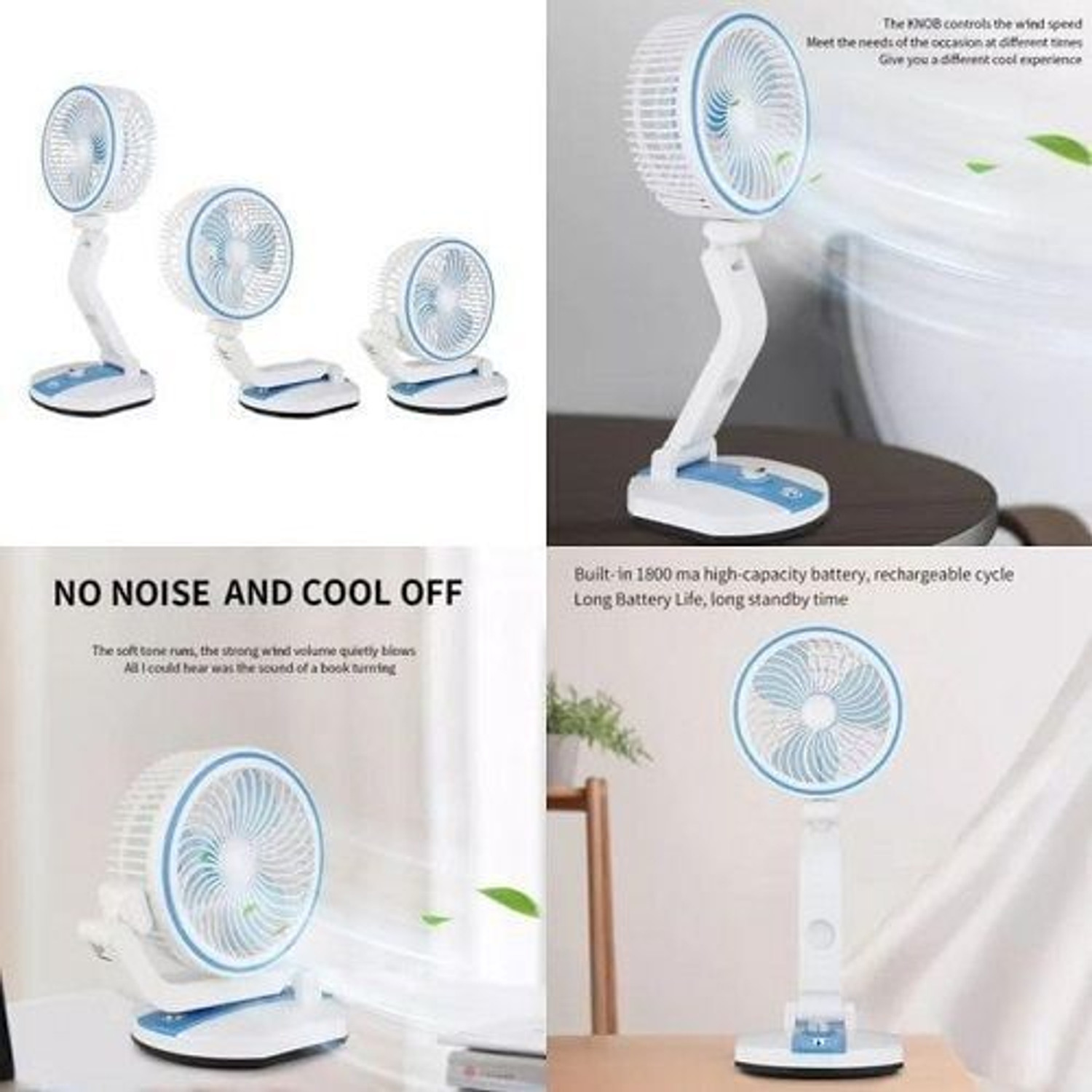 Image of SOUTHTECH ST626 | Rechargeable | LED Light | High Speed with 3 Months Warranty Silent Operation, With LED Indicators 178 mm Table Fan