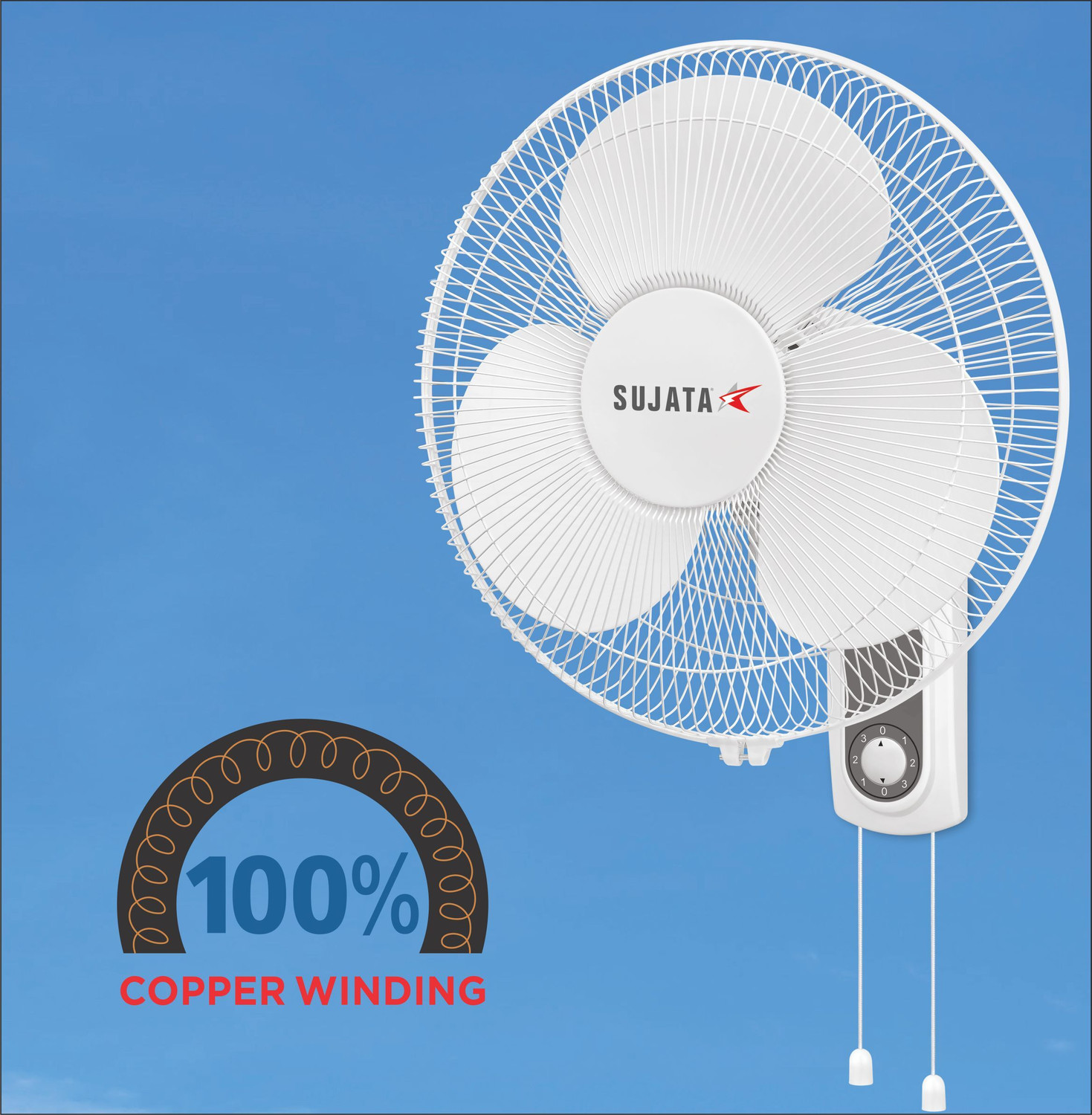 Image of SUJATA SWF 27 Wall Fan | 100% Copper Winding | Jerk Free | Oscillating Wall Fan with 2 Year Warranty High Air Delivery 400 mm Wall Fan