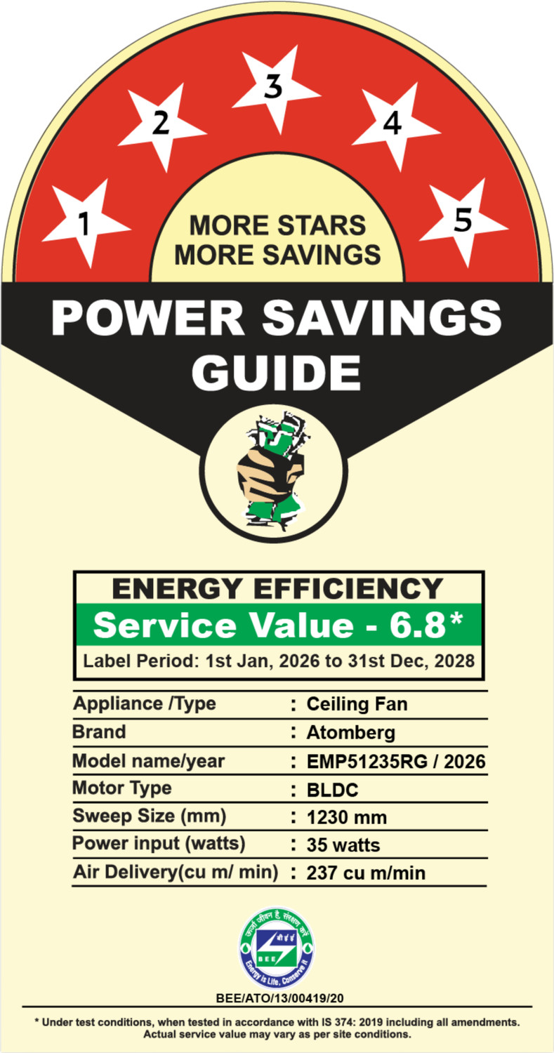 Image of Atomberg Erica Signature|Newly Launched|Regulator Operated|Advance air+ technology| with 3 Year Warranty BLDC Motor 1230 mm Ceiling Fan