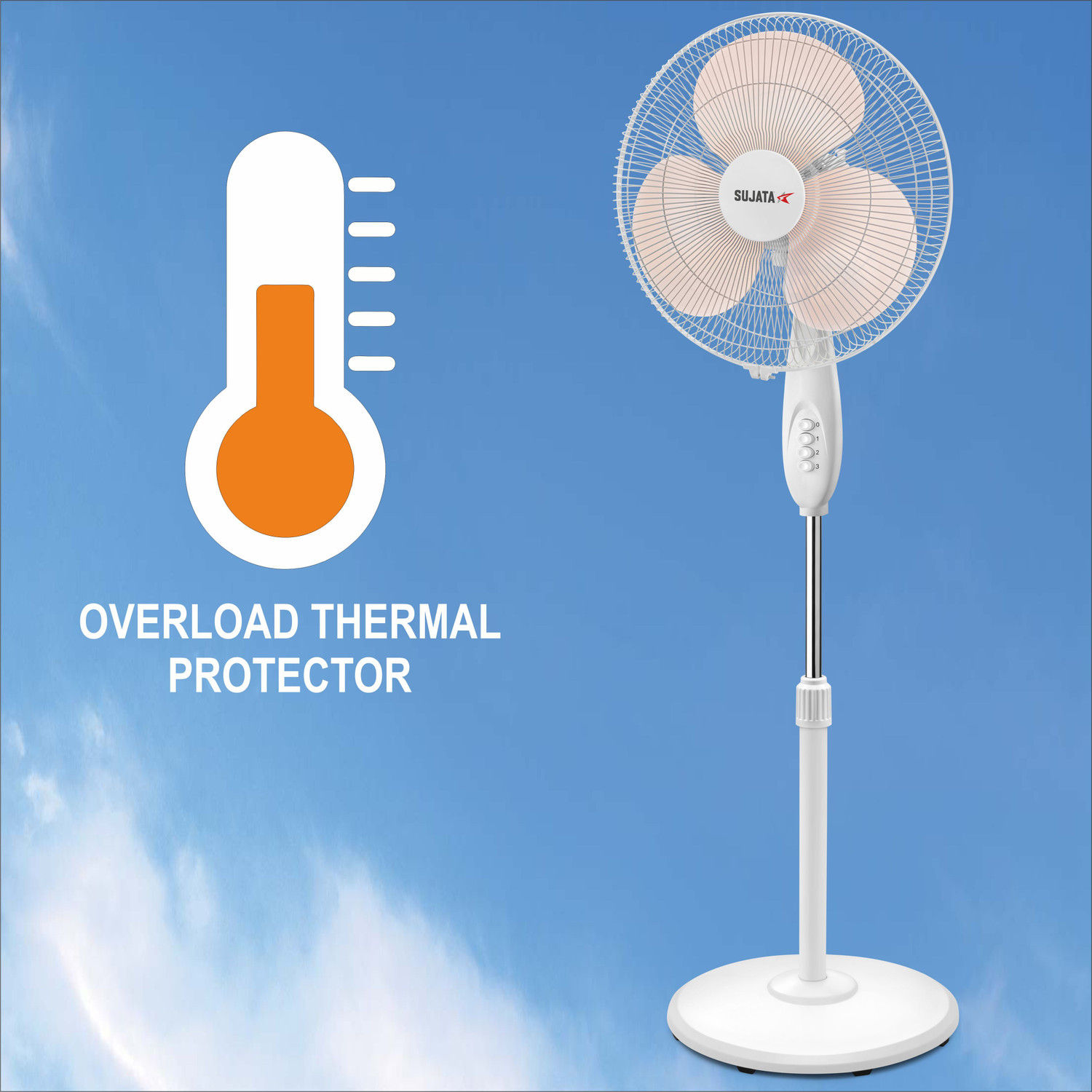 Image of SUJATA LX SPF09 Pedestal Fan | Overload Thermal Protection | Oscillating Pedestal Fan with 2 Year Warranty Silent Operation 400 mm Pedestal Fan
