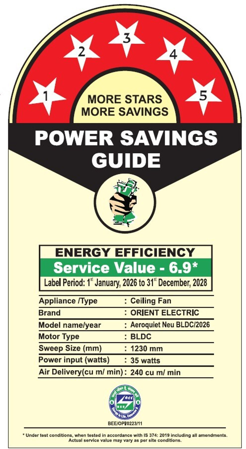 Image of Orient Electric Aeroquiet Neu |Silent Operation |BEE-5 Star Rated|Superior Air Delivery with 5 Year Warranty BLDC Motor with Remote 1230 mm Ceiling Fan
