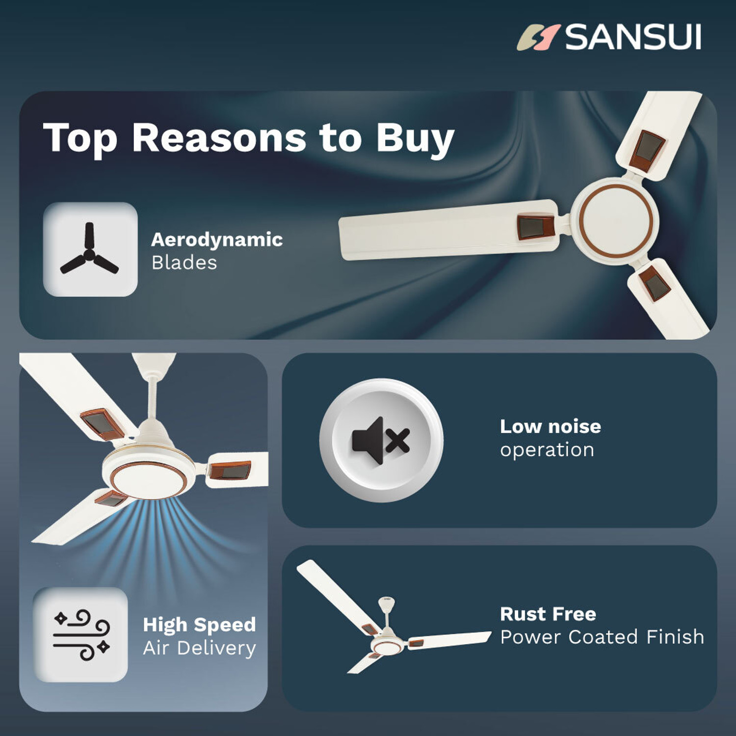 Image of Sansui AeroSpin Max with 2 Year Warranty 1200 mm Ceiling Fan