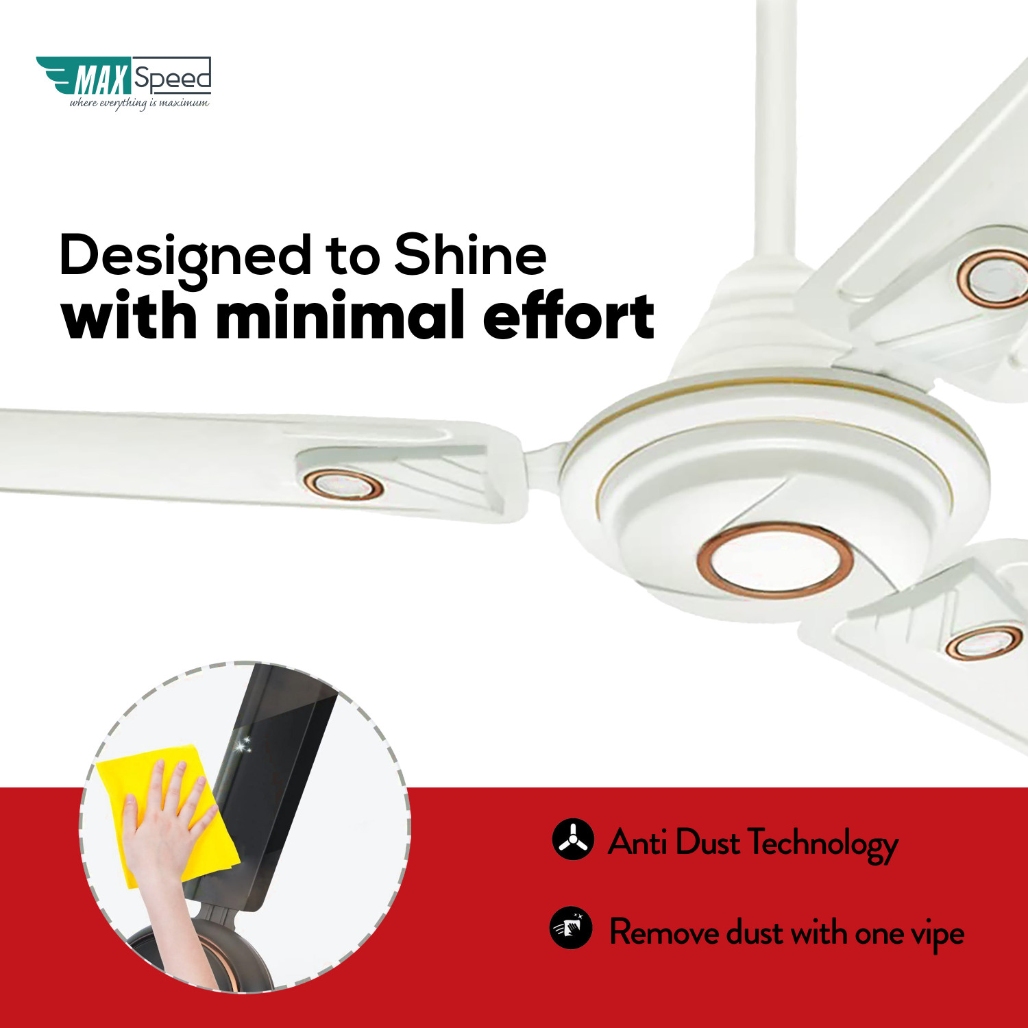 Image of Max Speed Bruno Brown | Ceiling Fan | for Small Room, Kitchen and Pooja Room with 12 Months Warranty Ultra High Speed 1200 mm Ceiling Fan