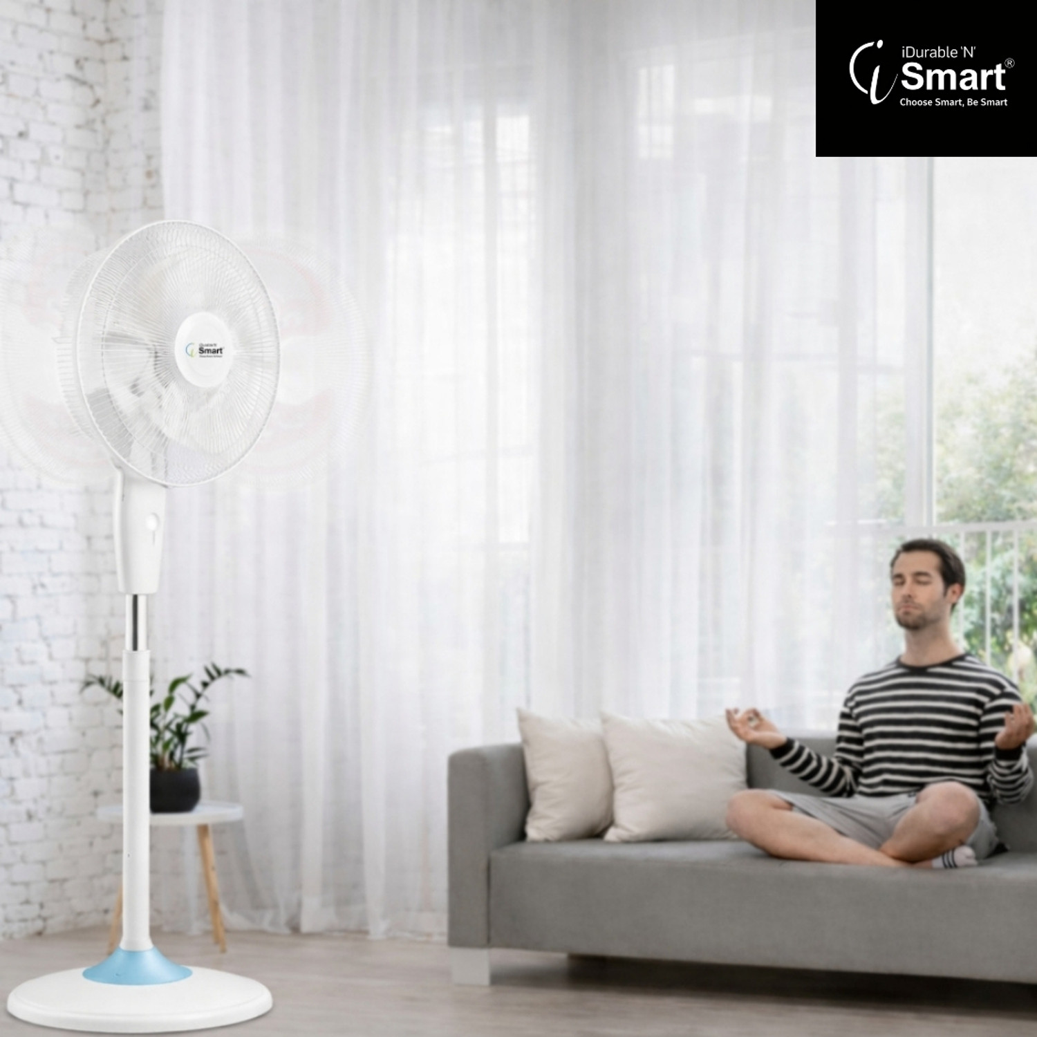 Image of iDurable 'N' Smart 16 Inch 130W Ultra High Speed Pedestal Fan | 400 mm Sweep with 12 Months Warranty Ultra High Speed 400 mm Pedestal Fan