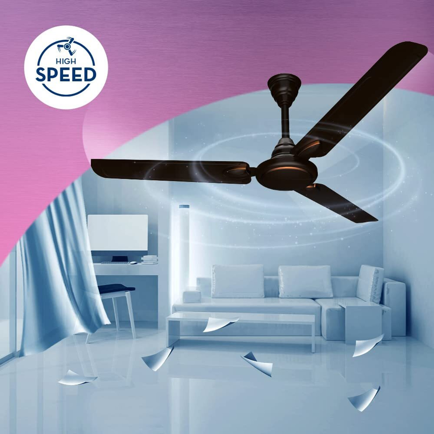 Image of Crompton SUREBREEZE HILLBRIZ DECO PACK OF 1 with 1 Year Warranty 1200 mm Ceiling Fan