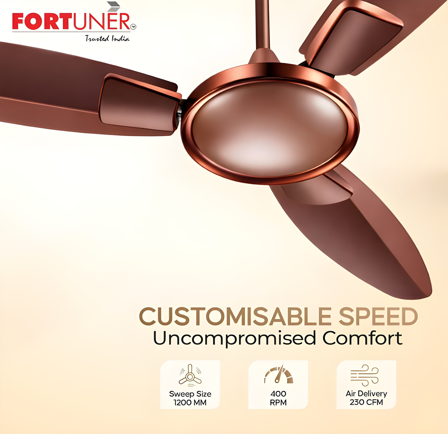 Image of fortuner Deco BEE Star Rated 48 inch / 1200 mm ULTRA HIGH SPEED 405 RPM ANTI DUST with 24 Months Warranty Silent Operation 1200 mm Ceiling Fan