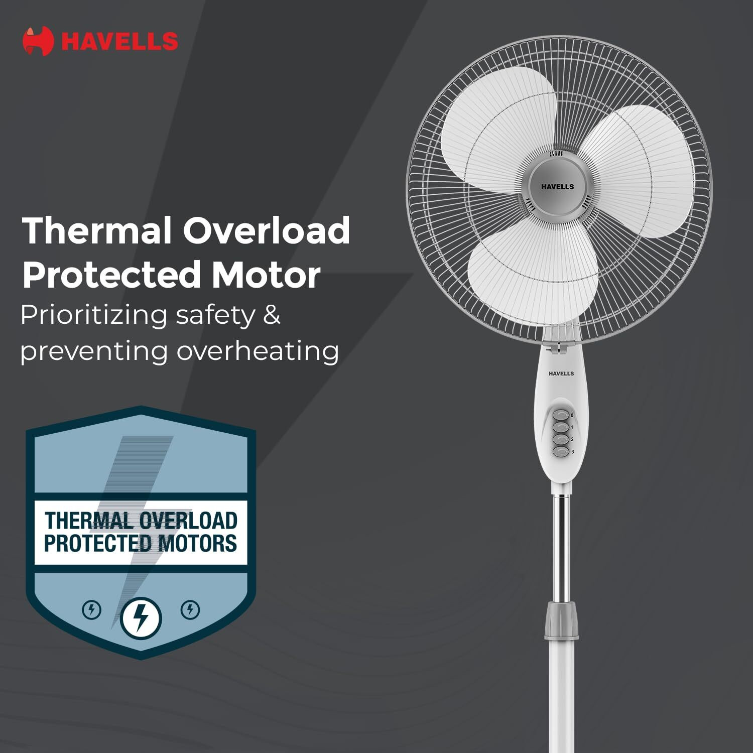Image of HAVELLS Gatik Pro | Pedestal Fan | 400 mm | 1350 RPM with 2 Year Warranty 400 mm Pedestal Fan
