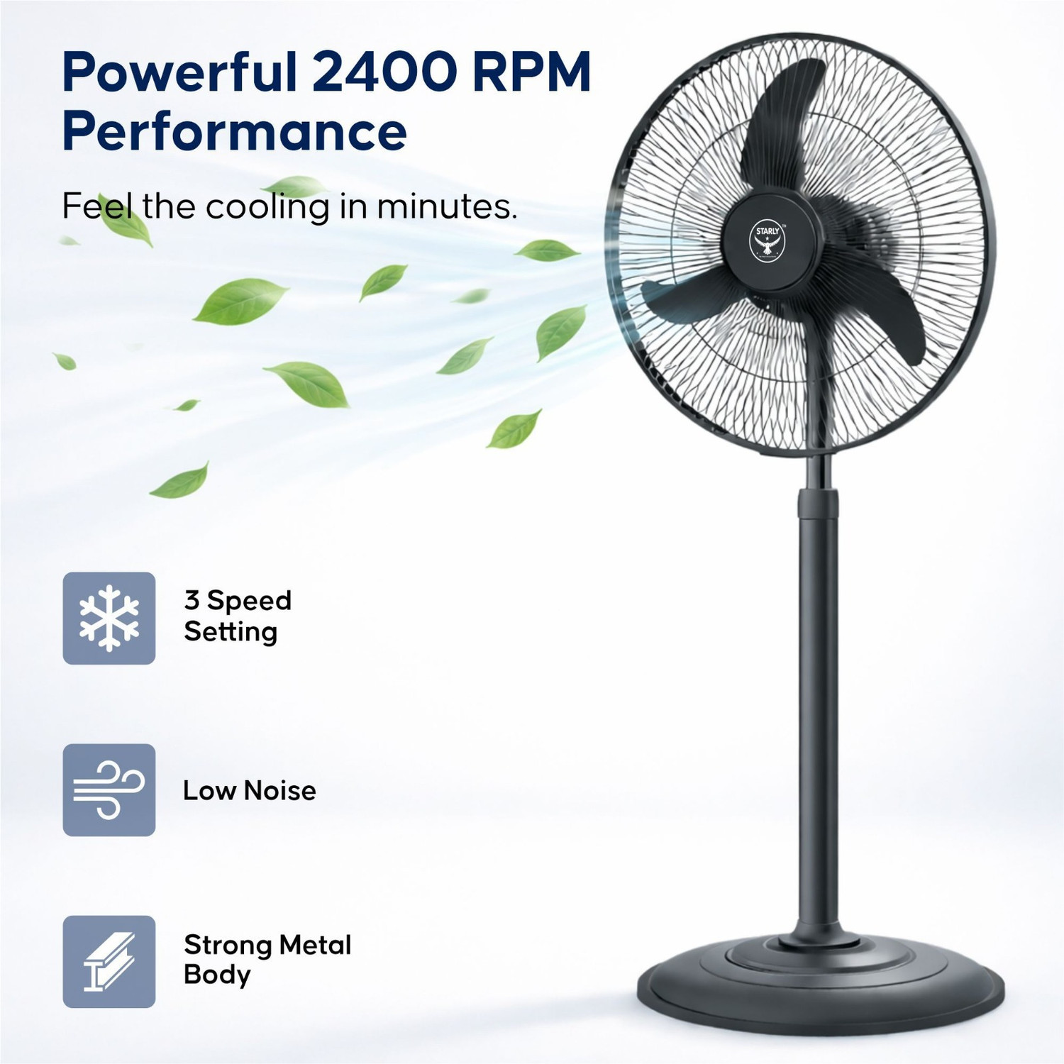 Image of Starly 16 Inch Fan | Copper Motor | High Speed with 2 Year Warranty Ultra High Speed 400 mm Pedestal Fan