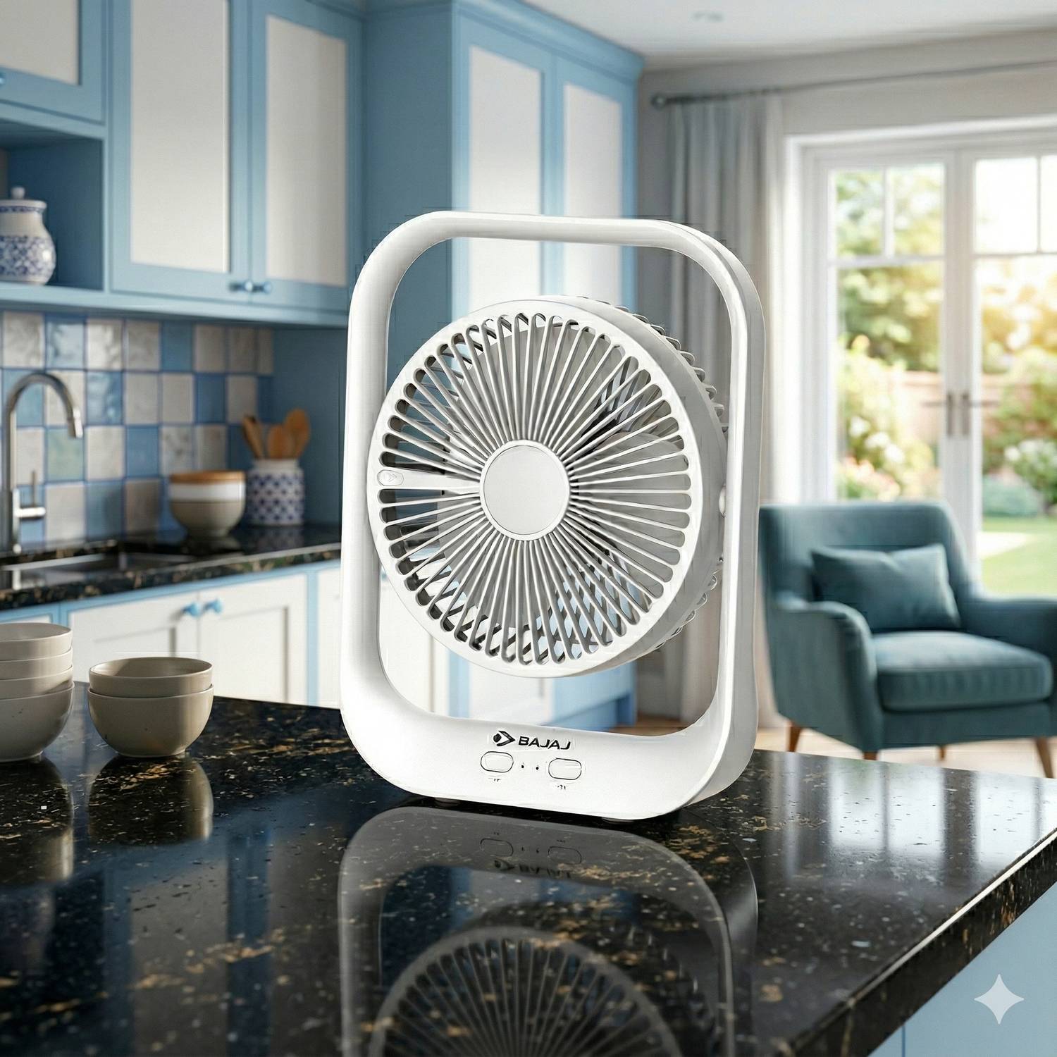 BAJAJ Pygmy 178mm | USB Charging Fan | LED Light | 2100 RPM High Speed Fan | Silent F with 12 Months Warranty Anti Dust, BLDC Motor, Ultra High Speed, With LED Indicators, High Air Delivery, Anti Rust 85 mm Table Fan