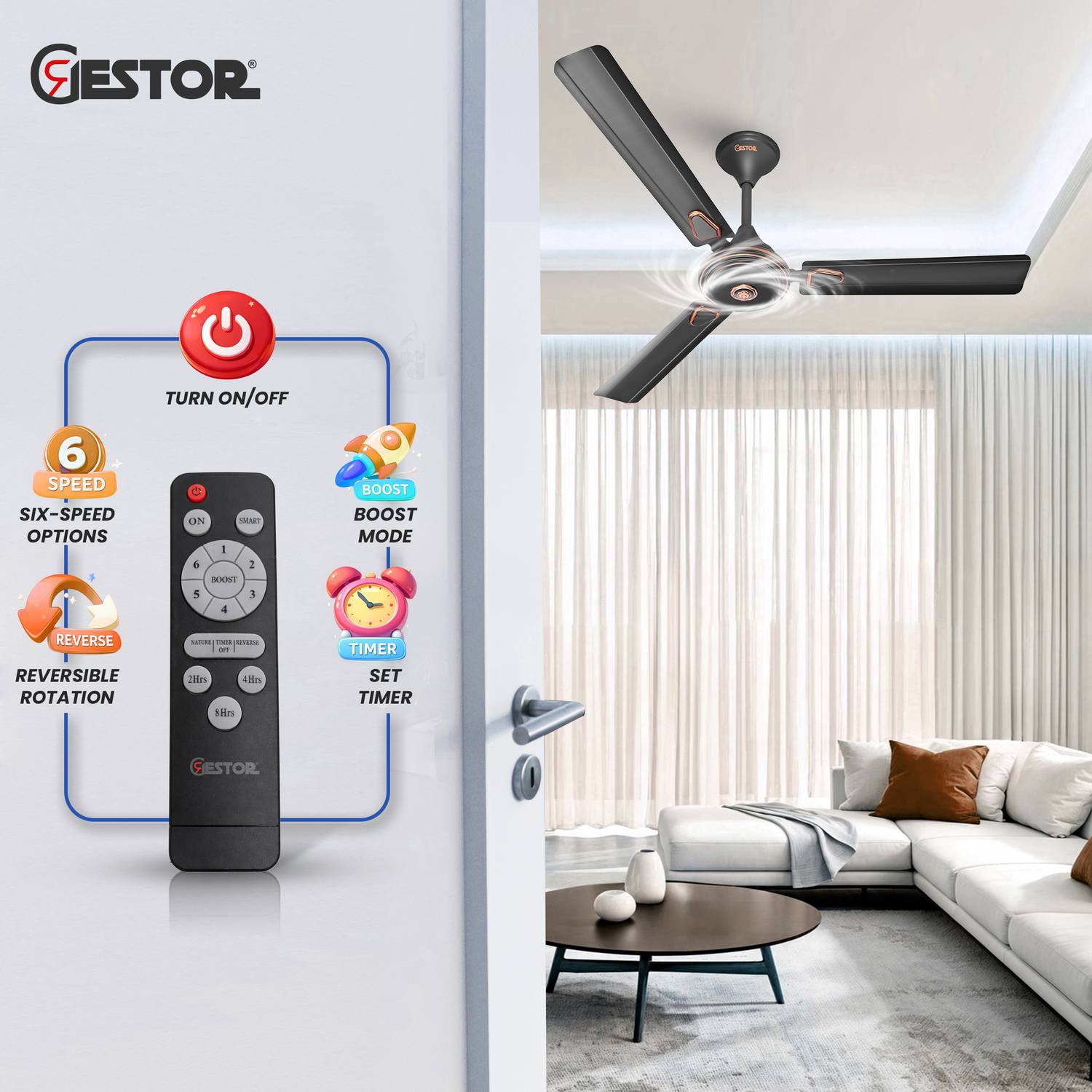 GESTOR Avenzo 48 inch Ceiling Fan - Image 4