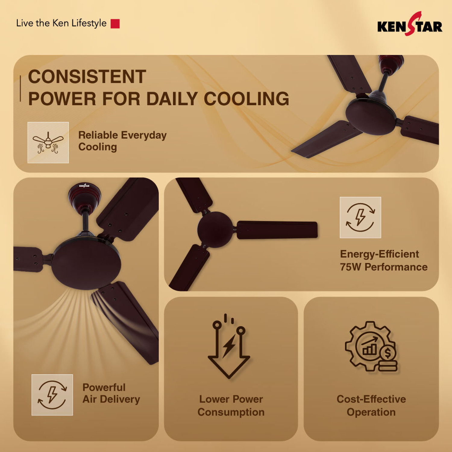 Image of Kenstar Vortex Max with 2 Year Warranty 1200 mm Ceiling Fan