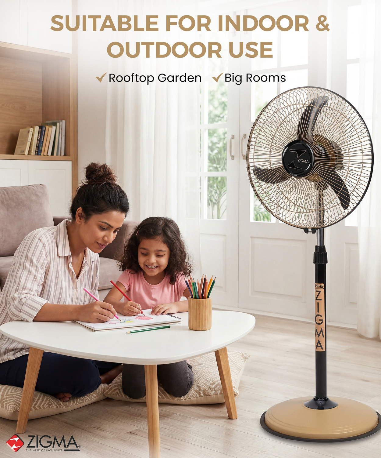Image of zigma Bullet Heavy Duty ISI CERTIFIED | Adjustable Height | High Speed with 1 Year Warranty 400 mm Pedestal Fan