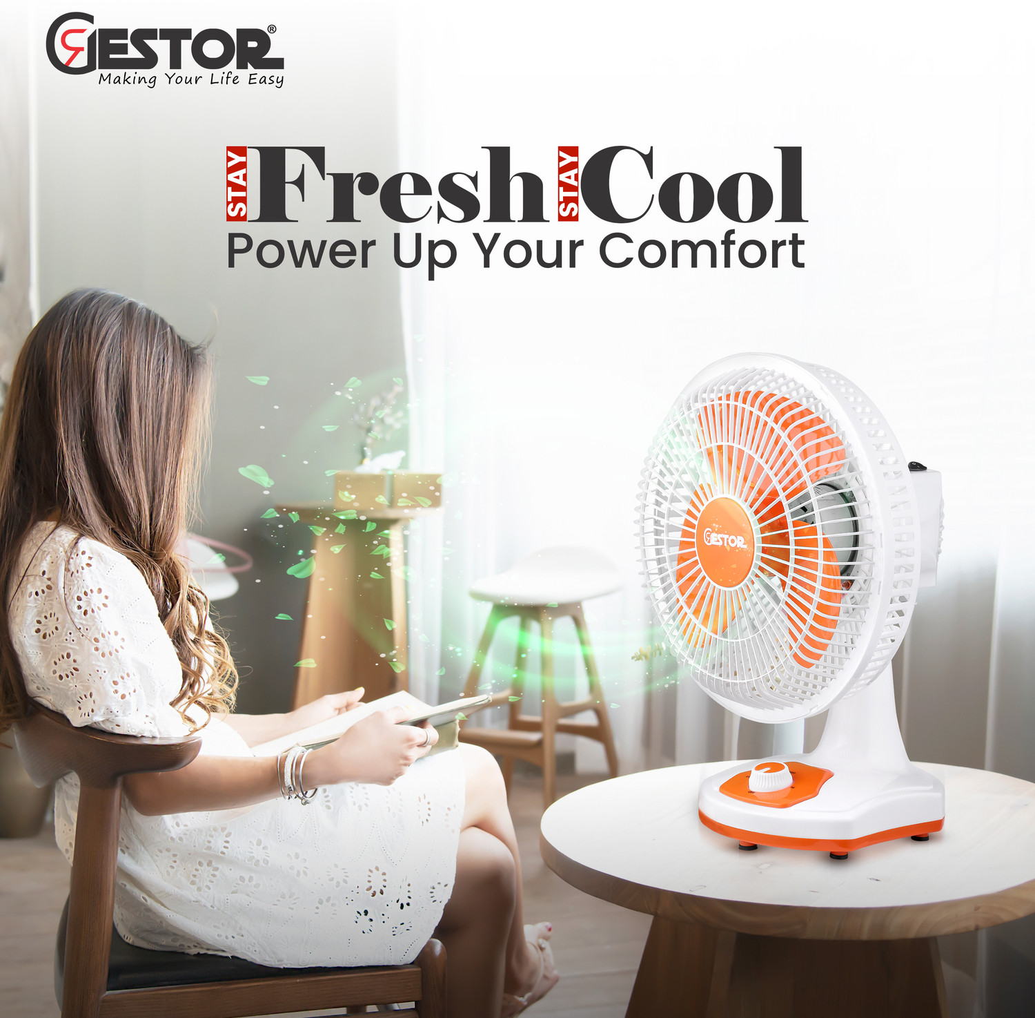 Image of GESTOR Oscar Ultra High Speed with Auto Swing /Oscillation with 12 Months Warranty 300 mm Table Fan
