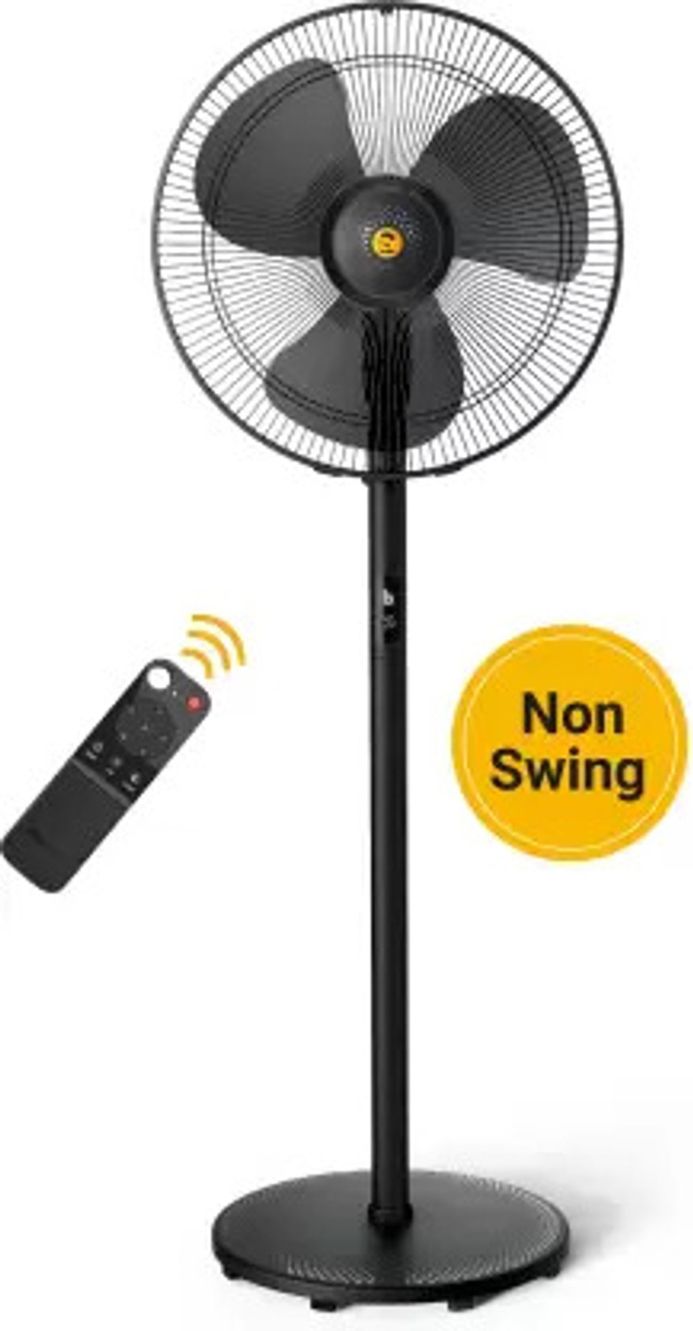 Image of Atomberg Renesa Non Swing | Silent | 6 Speeds | LED Display | Ideal for Home & Office with 2 Year Warranty BLDC Motor with Remote 400 mm Pedestal Fan (5 Star | Midnight Black | Pack of 1)
