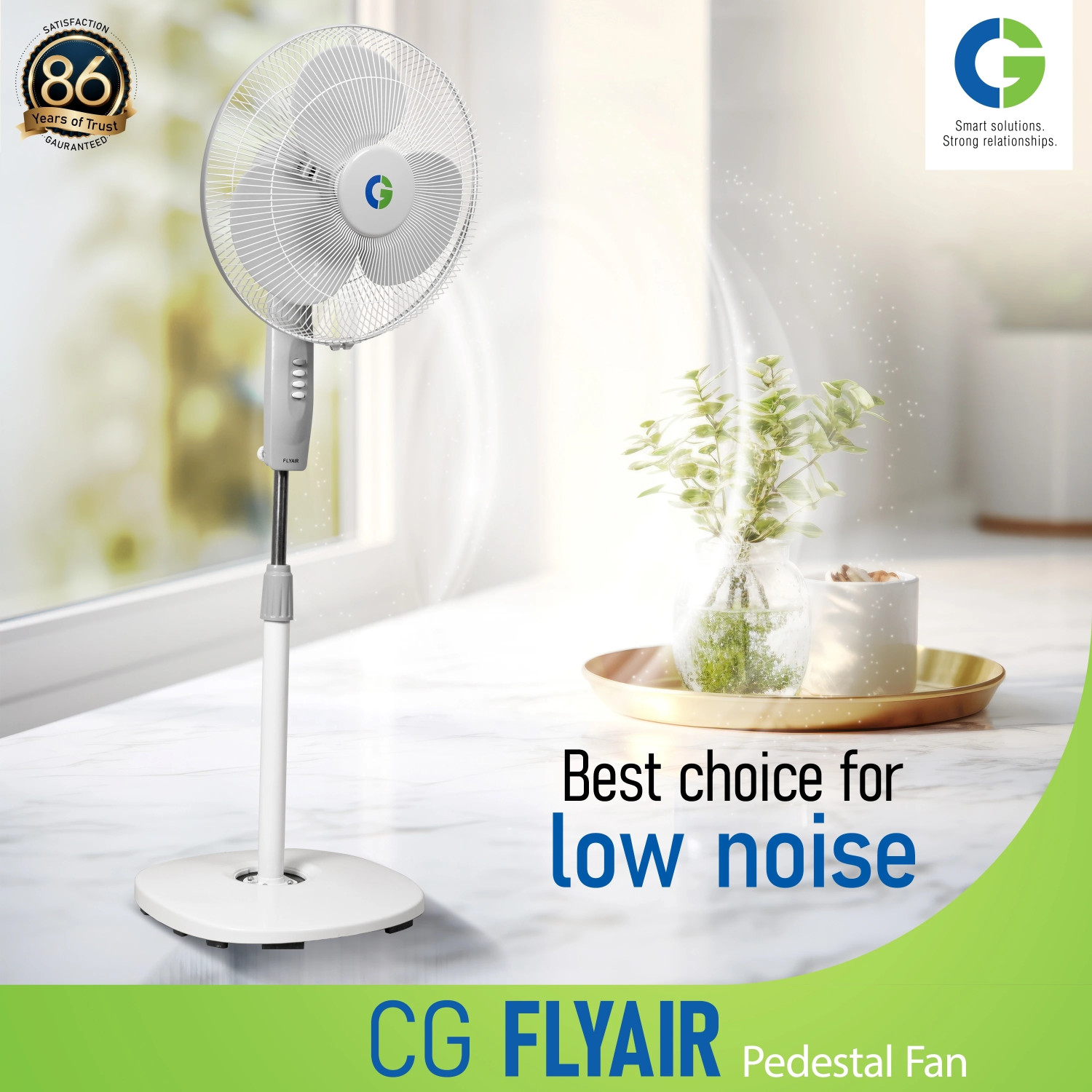 Image of CG Flyair pedestal fan with 1 Year Warranty 400 mm Pedestal Fan (Cloud White | Pack of 1)