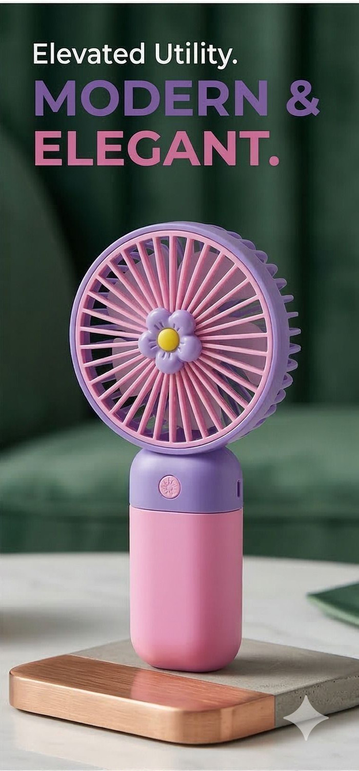 Image of Mardi Colorful Desktop Portable Fan Built-in Rechargeable Battery Operated Cooling Fan Silent Operation Table Fan
