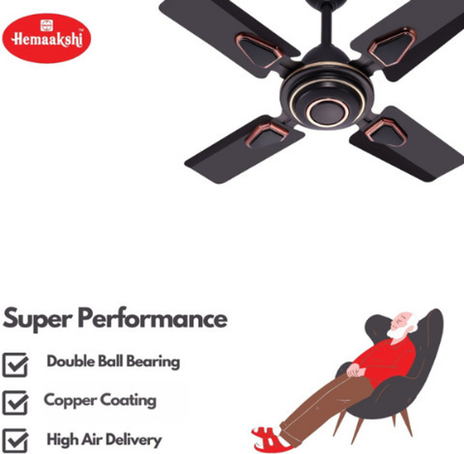 Image of HEMAAKSHI DELUXE with 2 Months Warranty Ultra High Speed 610 mm Ceiling Fan