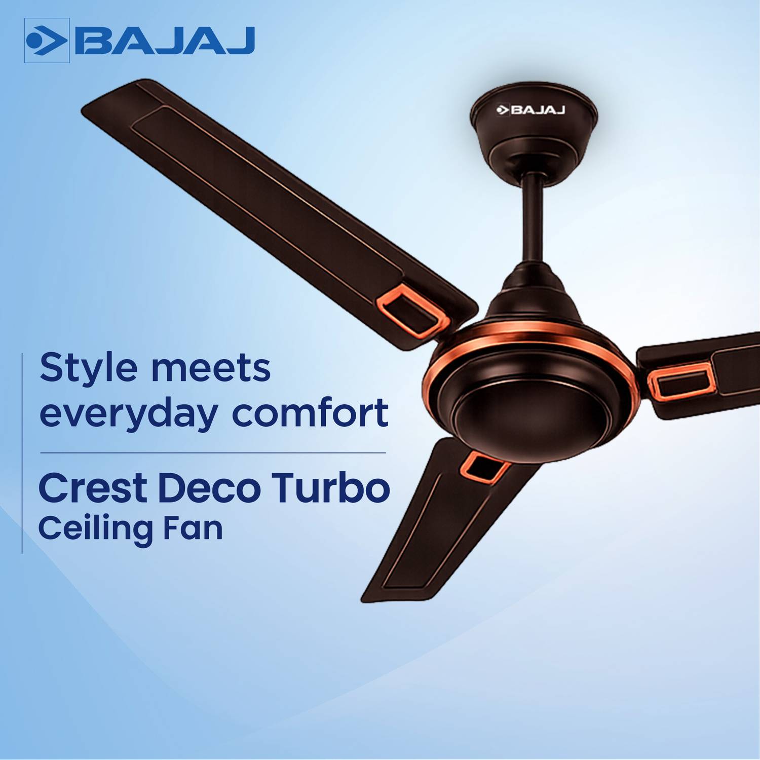 BAJAJ Frore Deco Turbo 1200mm Brown Ceiling Fan - Image 2