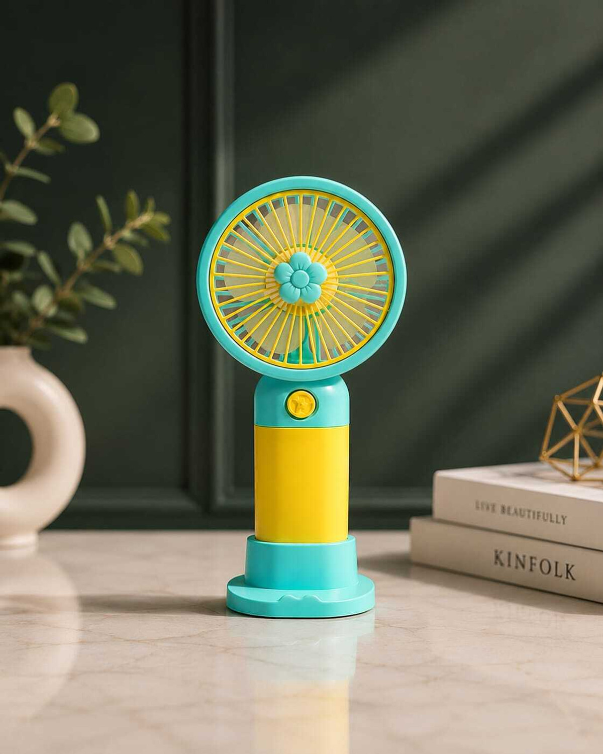 Image of YAKUNOX Mini Portable Fan USB Rechargeable Desk Cooling Fan Random Colour Anti Dust 90 mm Table Fan
