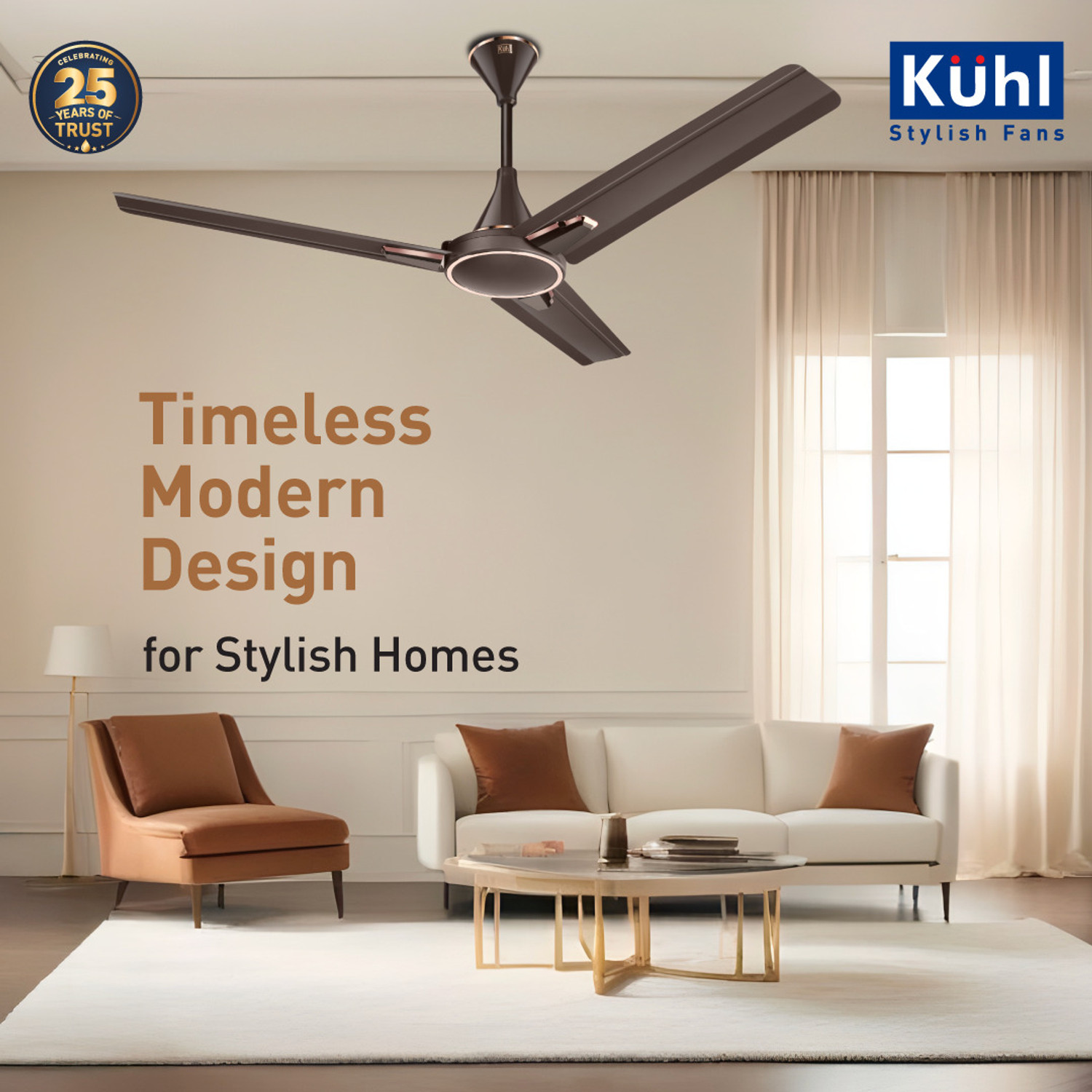 Image of KUHL Prima A1 Duo Power Saving BLDC Ceiling Fan | Remote & Regulator Operated BLDC Motor with Remote 1200 mm Ceiling Fan