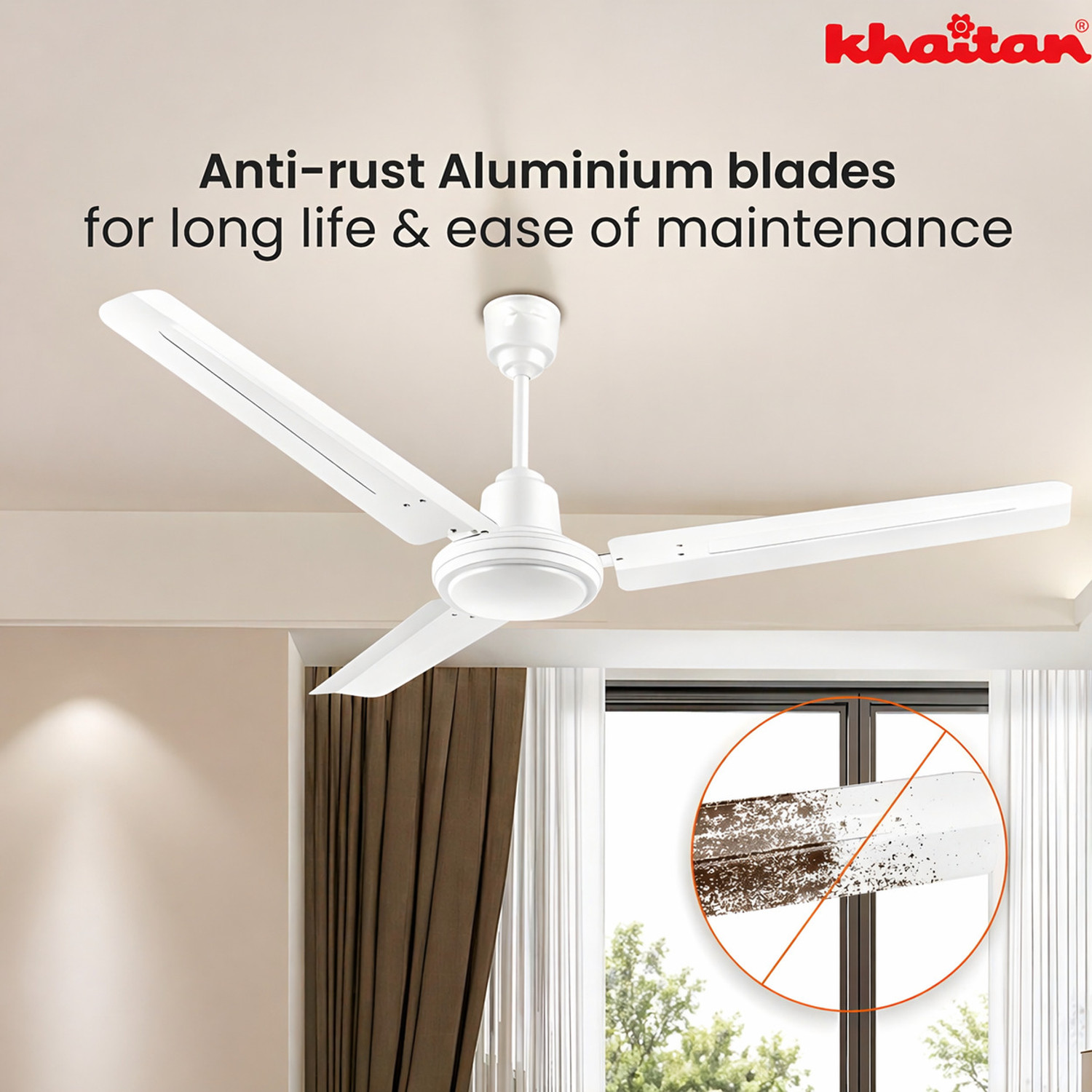 Image of Khaitan High Speed Ceiling fan for Home 48 inch / 1200 mm 100% Copper Longer Life with 2 Year Warranty High Air Delivery 1200 mm Ceiling Fan