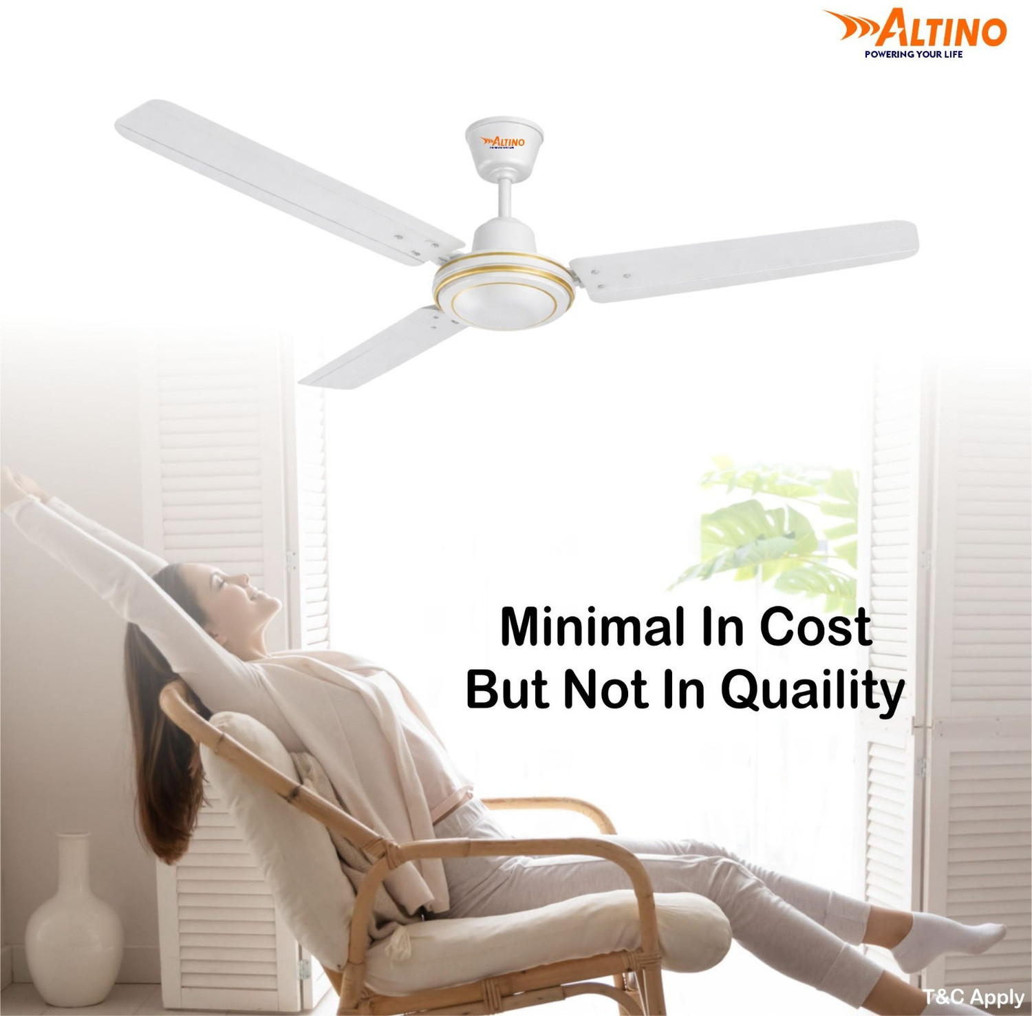 Image of ALTINO TEZZZ White-38 with 2 Year Warranty 1200 mm Ceiling Fan
