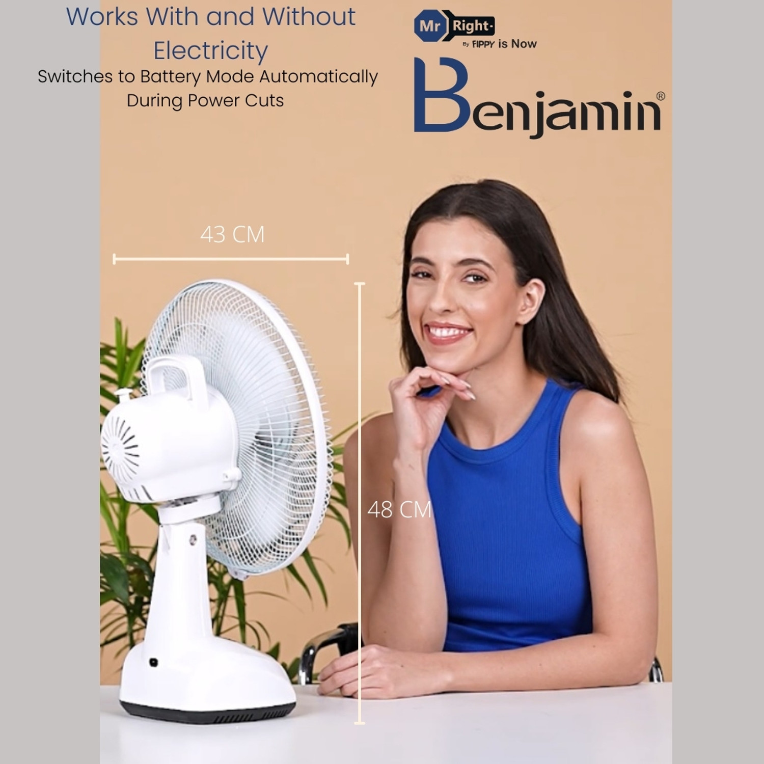 Image of Benjamin BEN-5912Lithium AC DC Rechargeable Fan 12 Inch Big Blade 5400mAh Battery BEN-5912Lithium AC DC Rechargeable Fan 12 Inch Big Blade 5400mAh Battery Rechargeable Fan