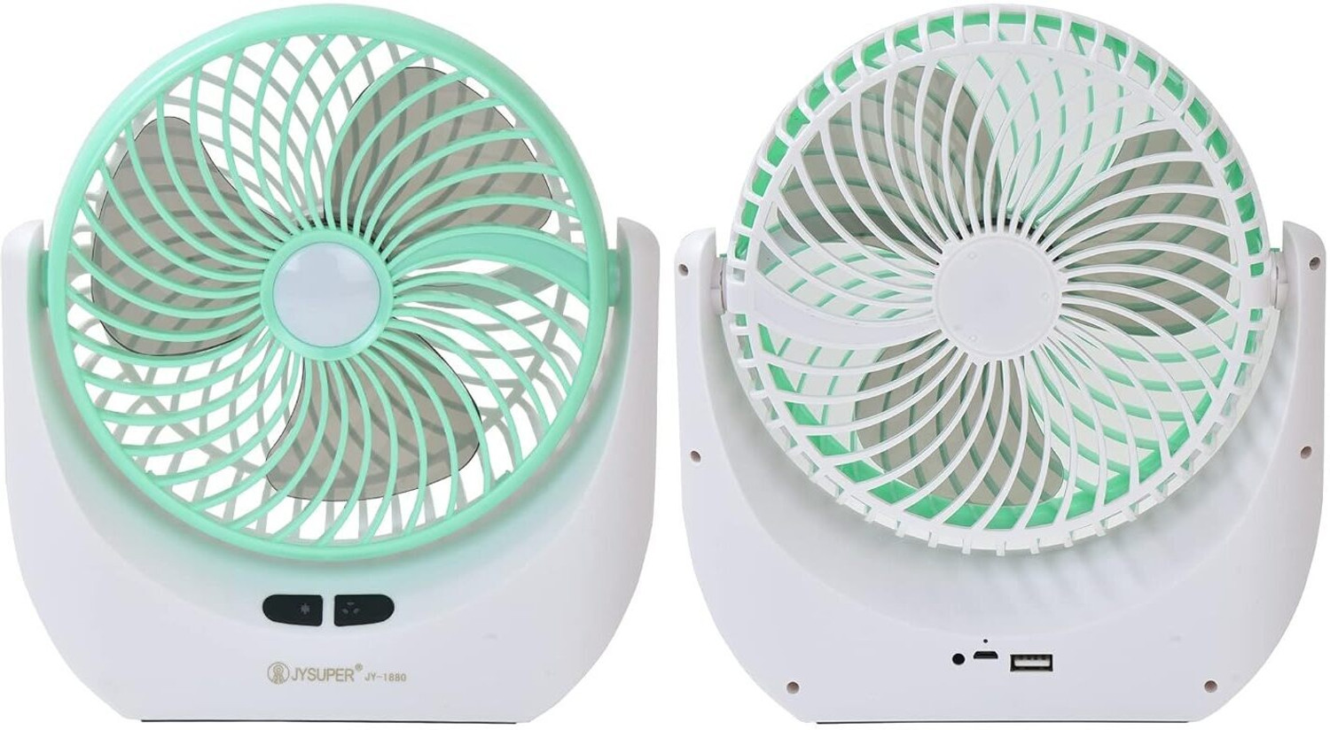 Image of Ampeva High-Speed 4000mAh Rechargeable Table Fan with LED Light, Portable Fan, USB Fan, USB Battery Powered Quiet Personal Fan, 3 Speed For Kitchen, Office, Home USB Fan