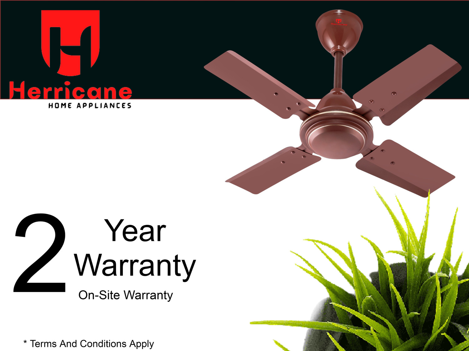 Image of Herrricane HE-AI-24-MB | 4 Blade | Energy Saving | Anti Dust | High Speed | Economy with 24 Months Warranty Ultra High Speed 600 mm Ceiling Fan (Mate Brown | Pack of 1)