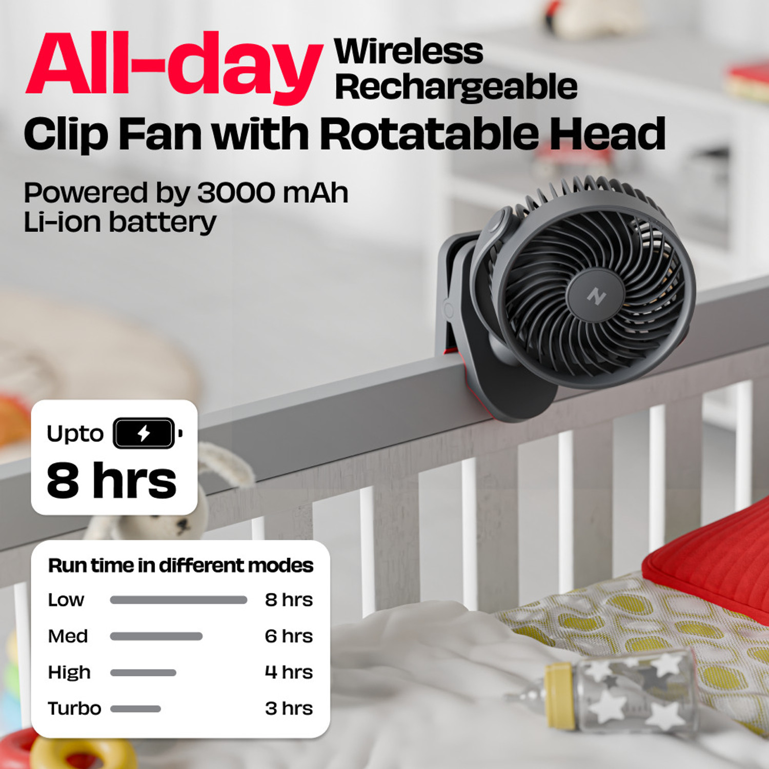 Image of Nuuk KLIP with 2 Year Warranty BLDC Motor, Silent Operation 127 mm Table Fan