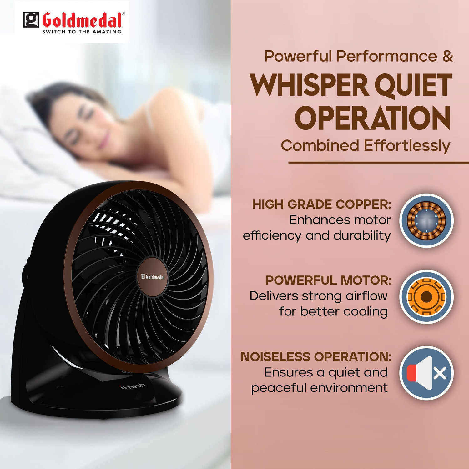 Image of Goldmedal i-Fresh 230mm with 2 Year Warranty 230 mm Table Fan
